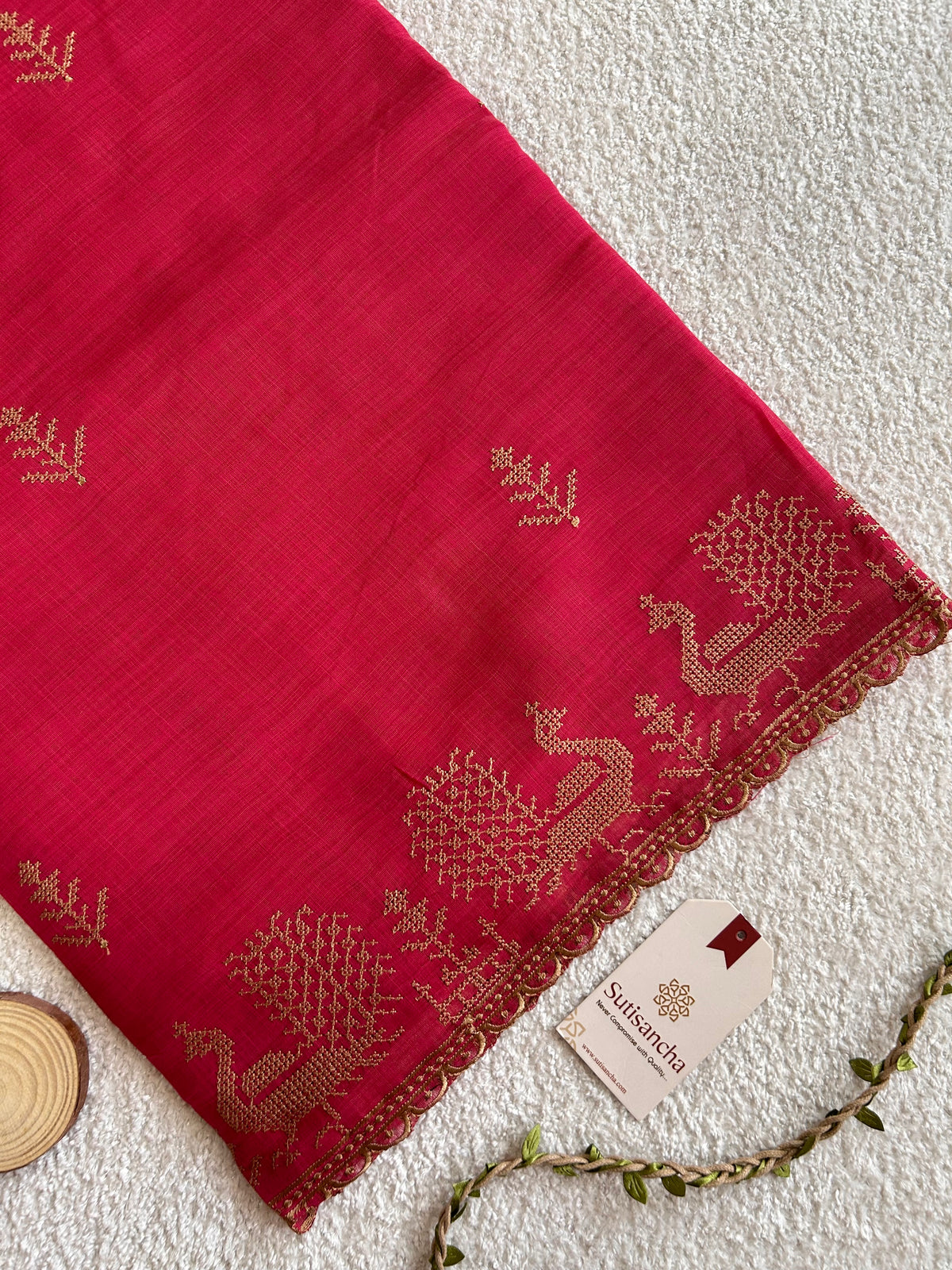 Peacock Heritage Border Classic Cotton Saree