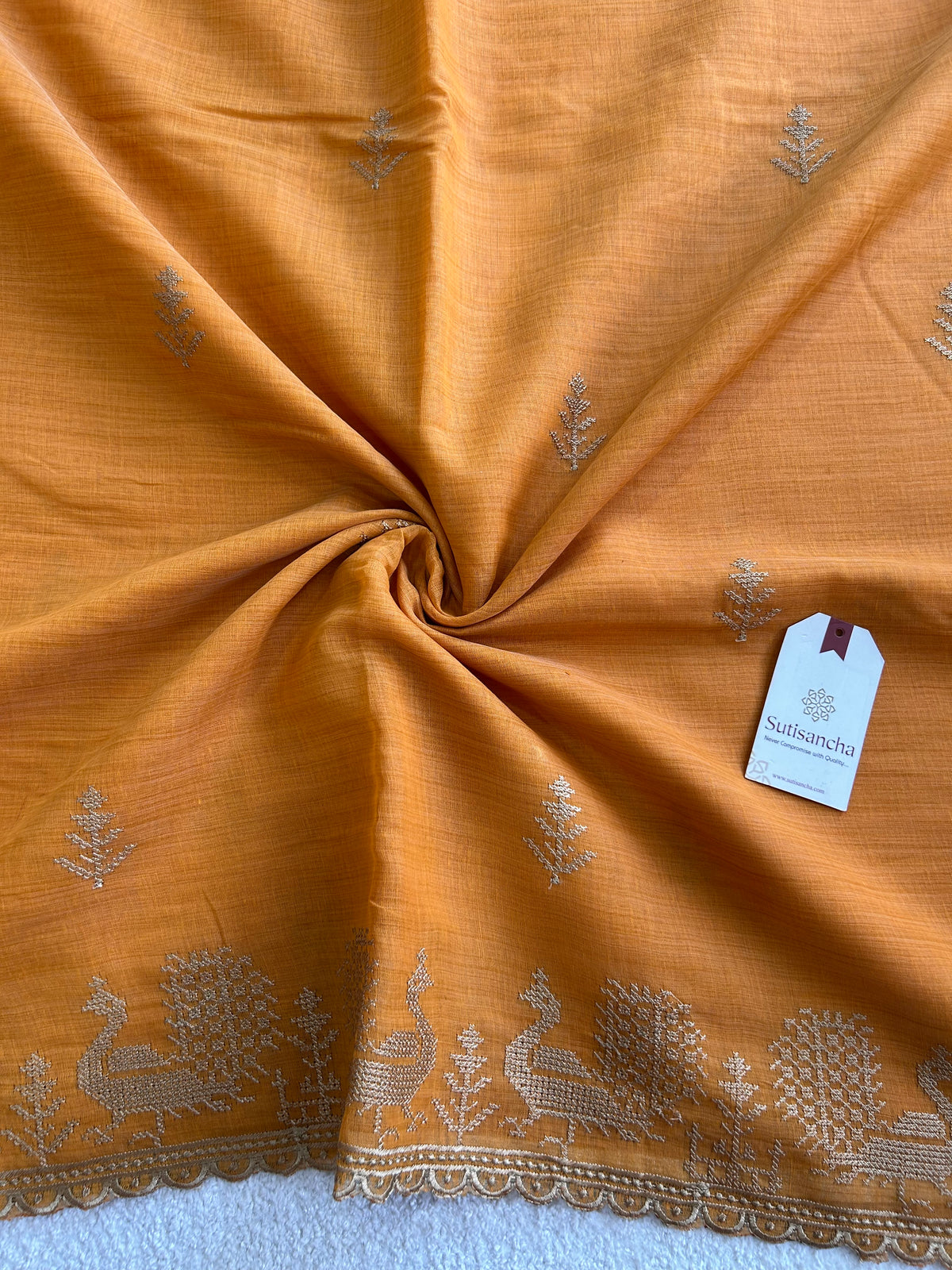 Peacock Heritage Border Classic Cotton Saree