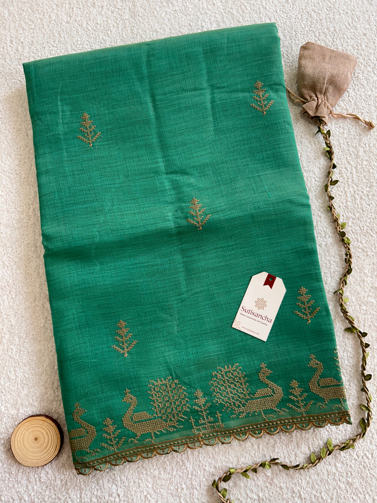 Peacock Heritage Border Classic Cotton Saree