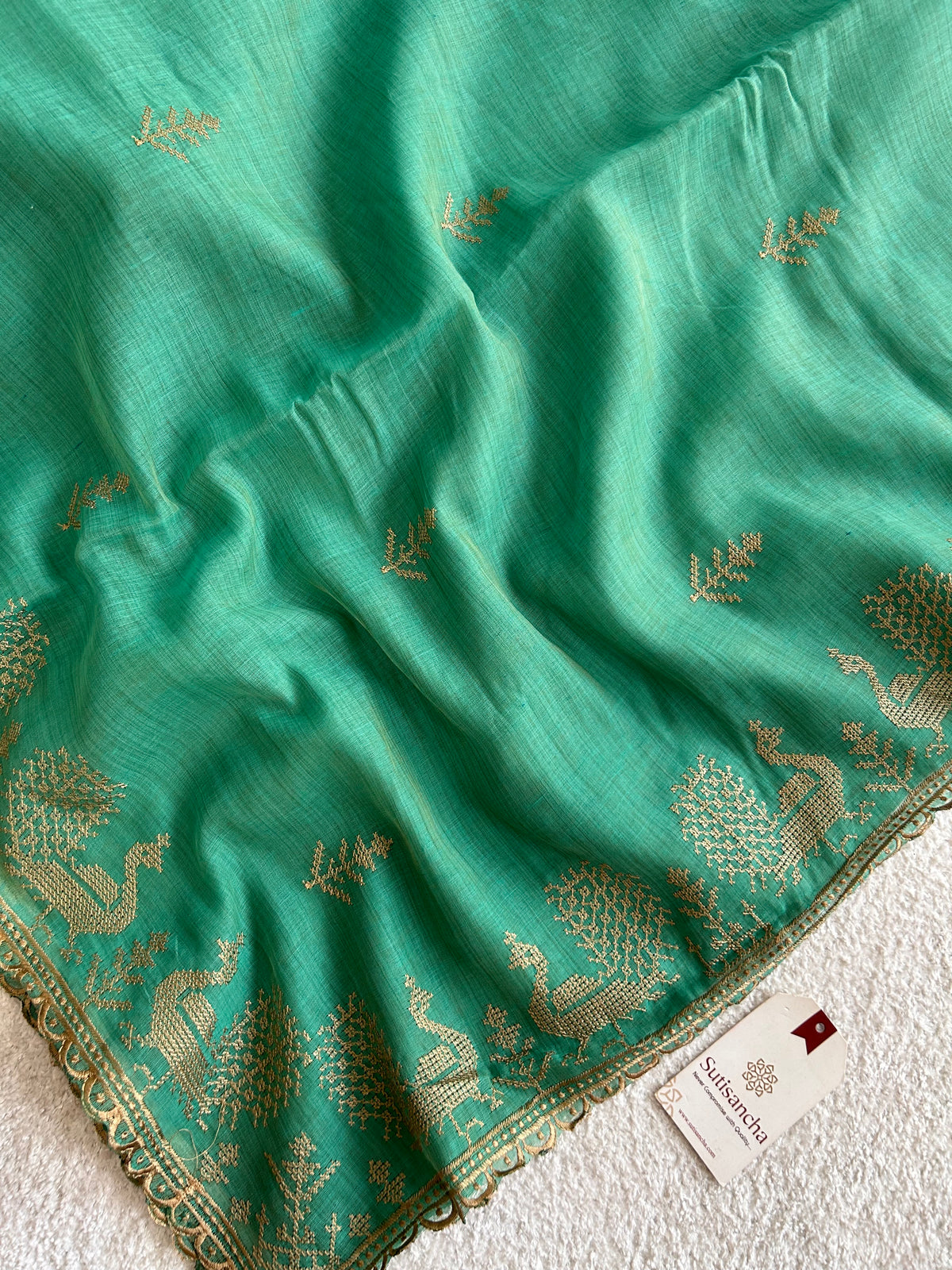 Peacock Heritage Border Classic Cotton Saree