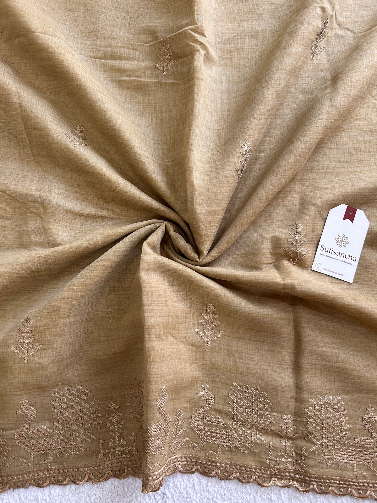 Peacock Heritage Border Classic Cotton Saree