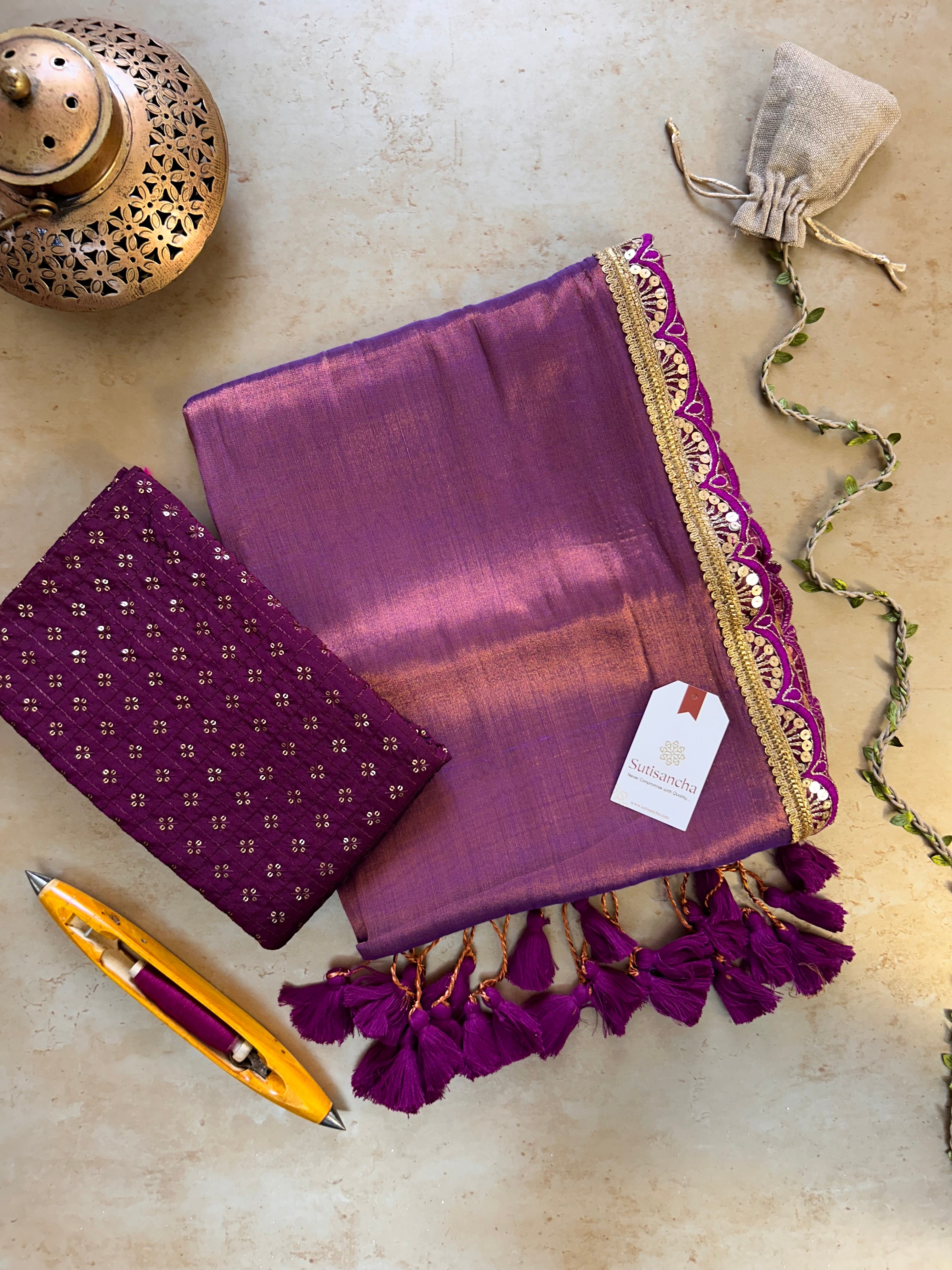 The Luxe Gleam Tissue Cotton Saree