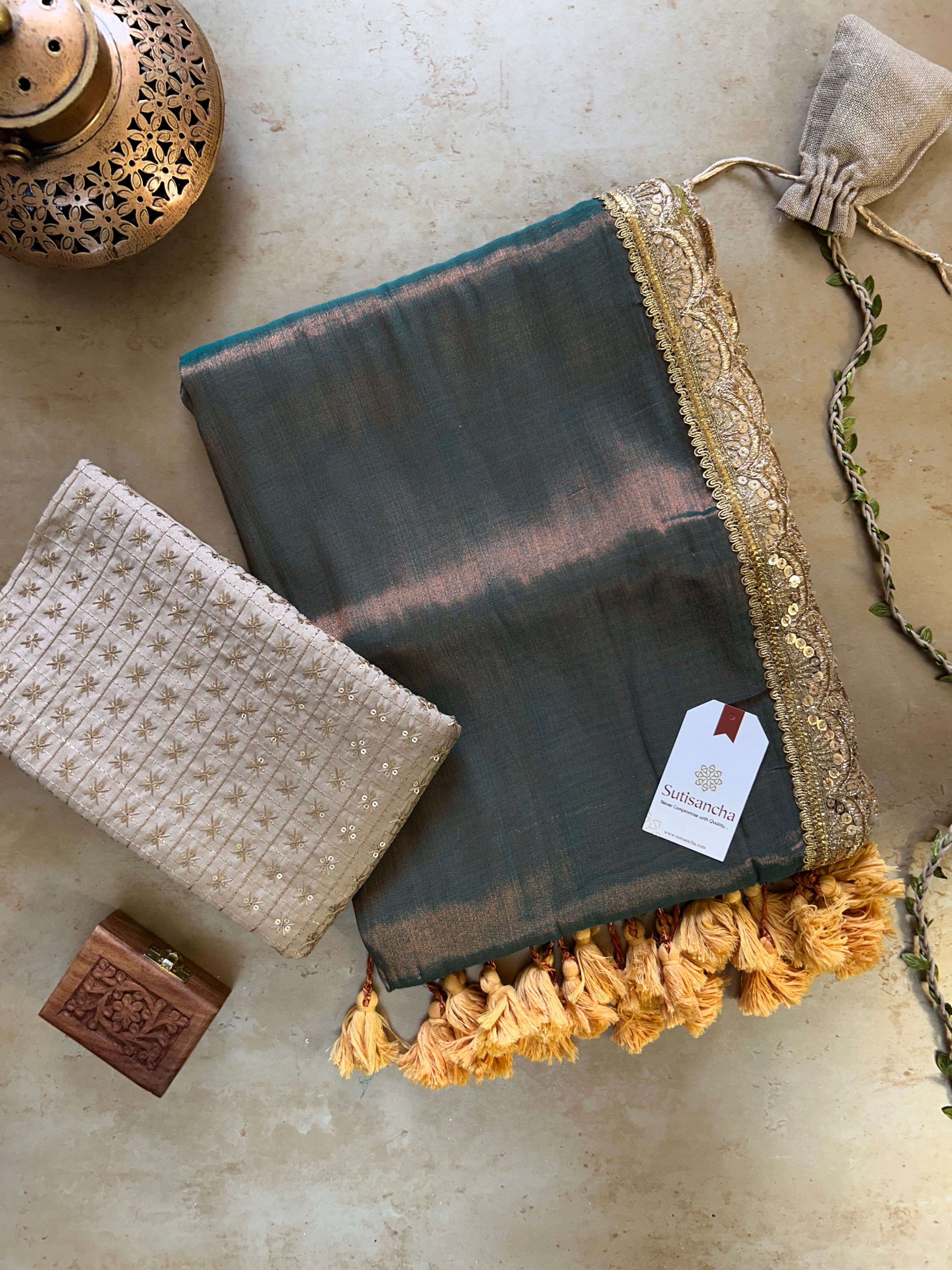 The Luxe Gleam Tissue Cotton Saree