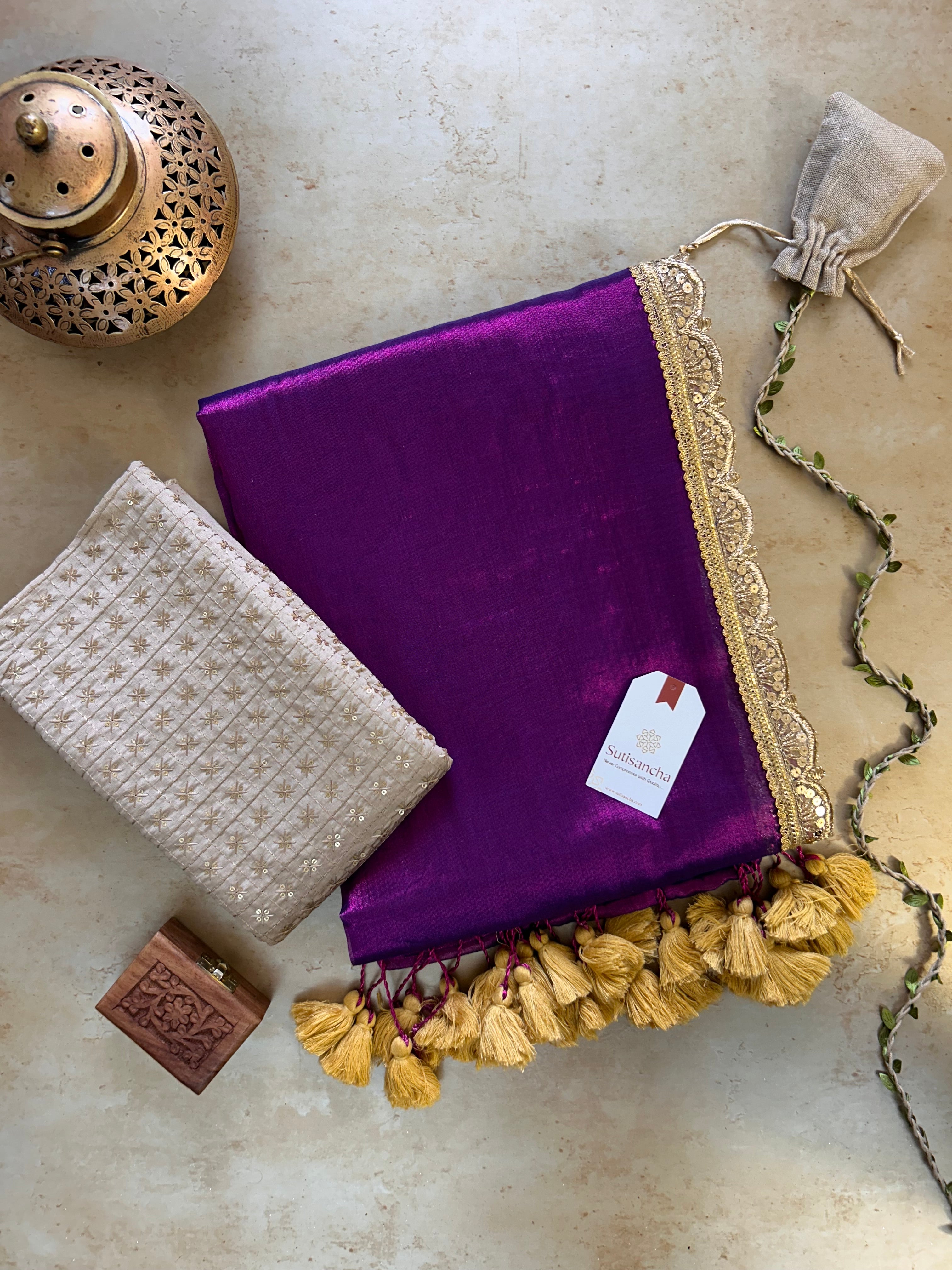 The Luxe Gleam Tissue Cotton Saree