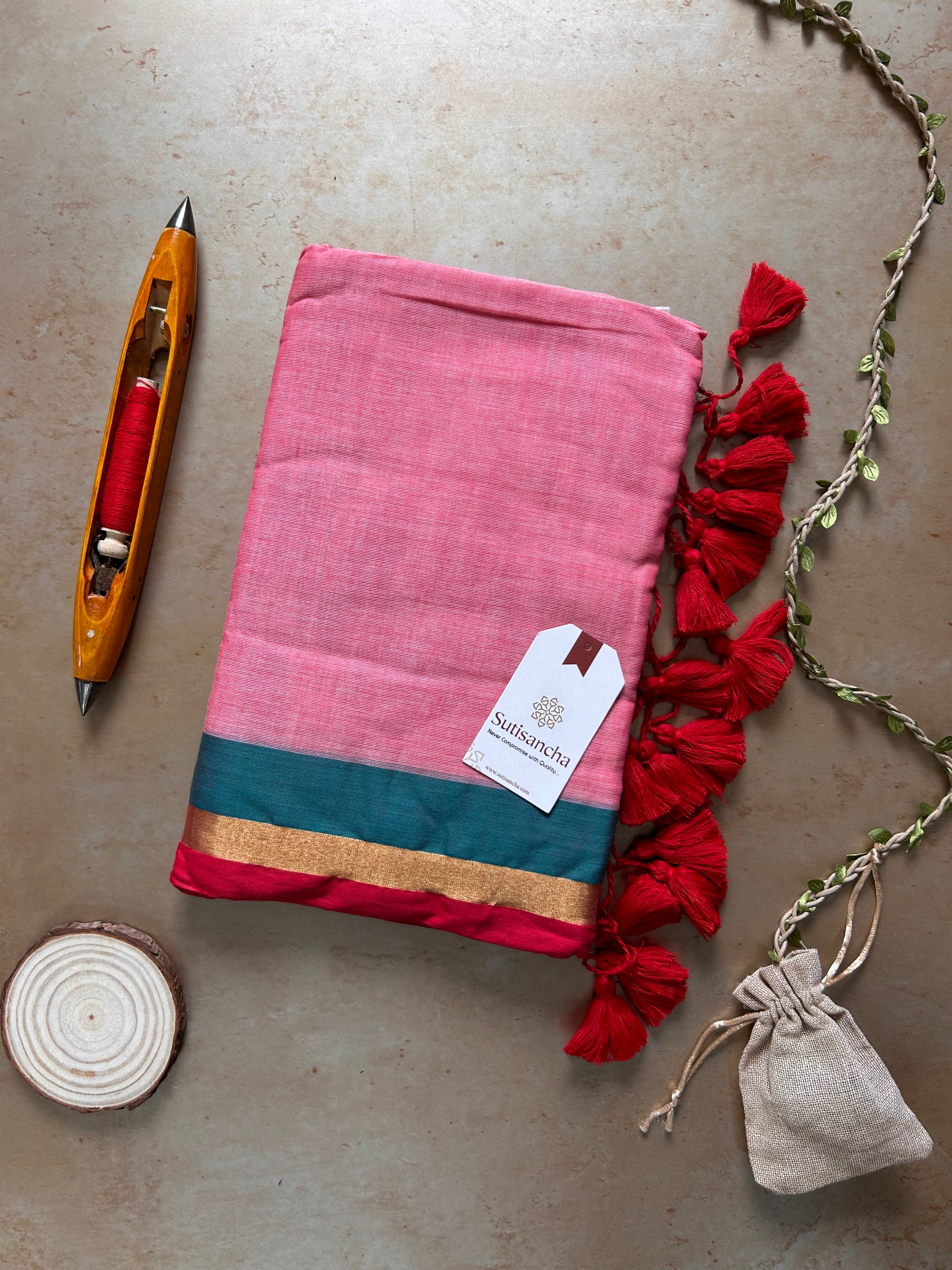 Border Bliss Mul Cotton Saree by Sutisancha