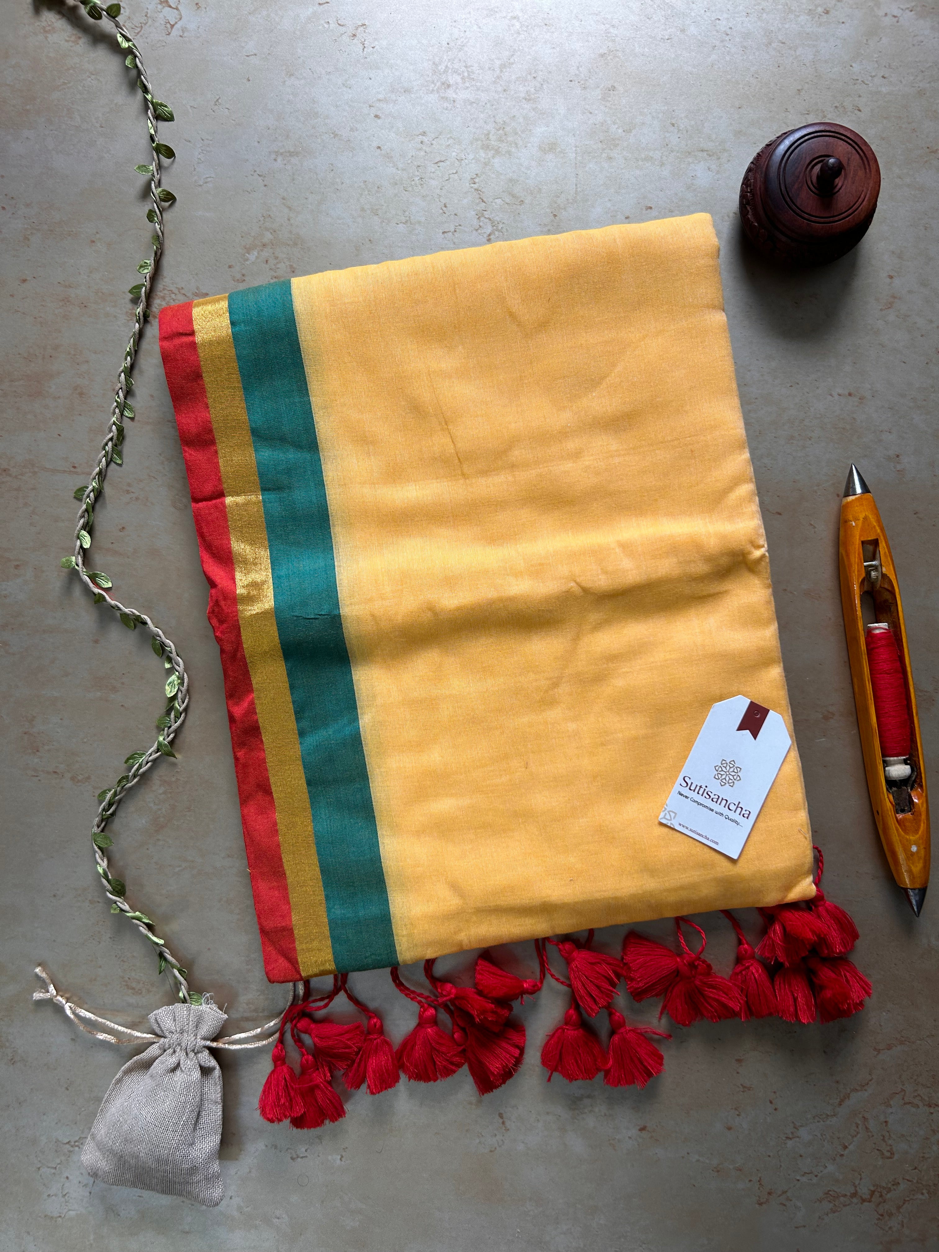 Border Bliss Mul Cotton Saree by Sutisancha