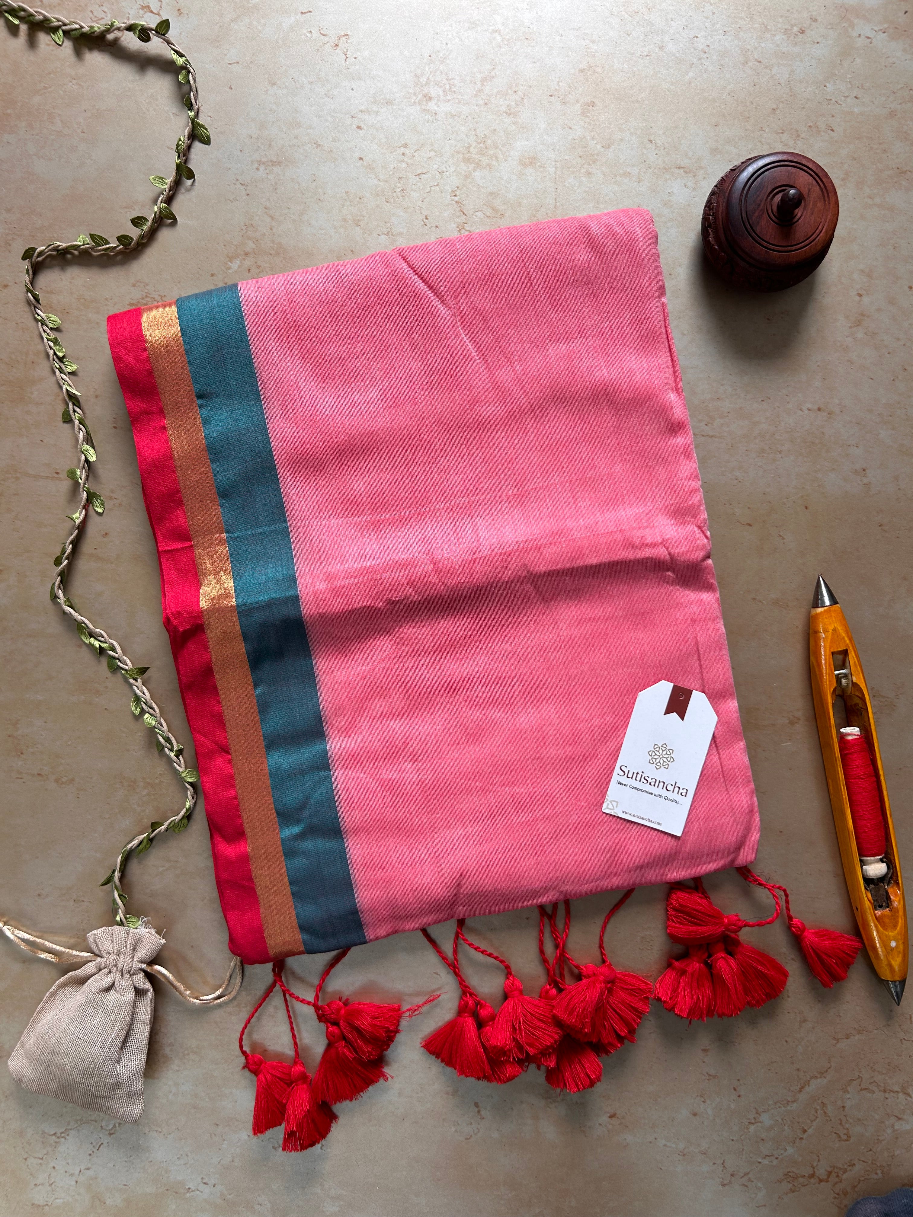 Border Bliss Mul Cotton Saree by Sutisancha