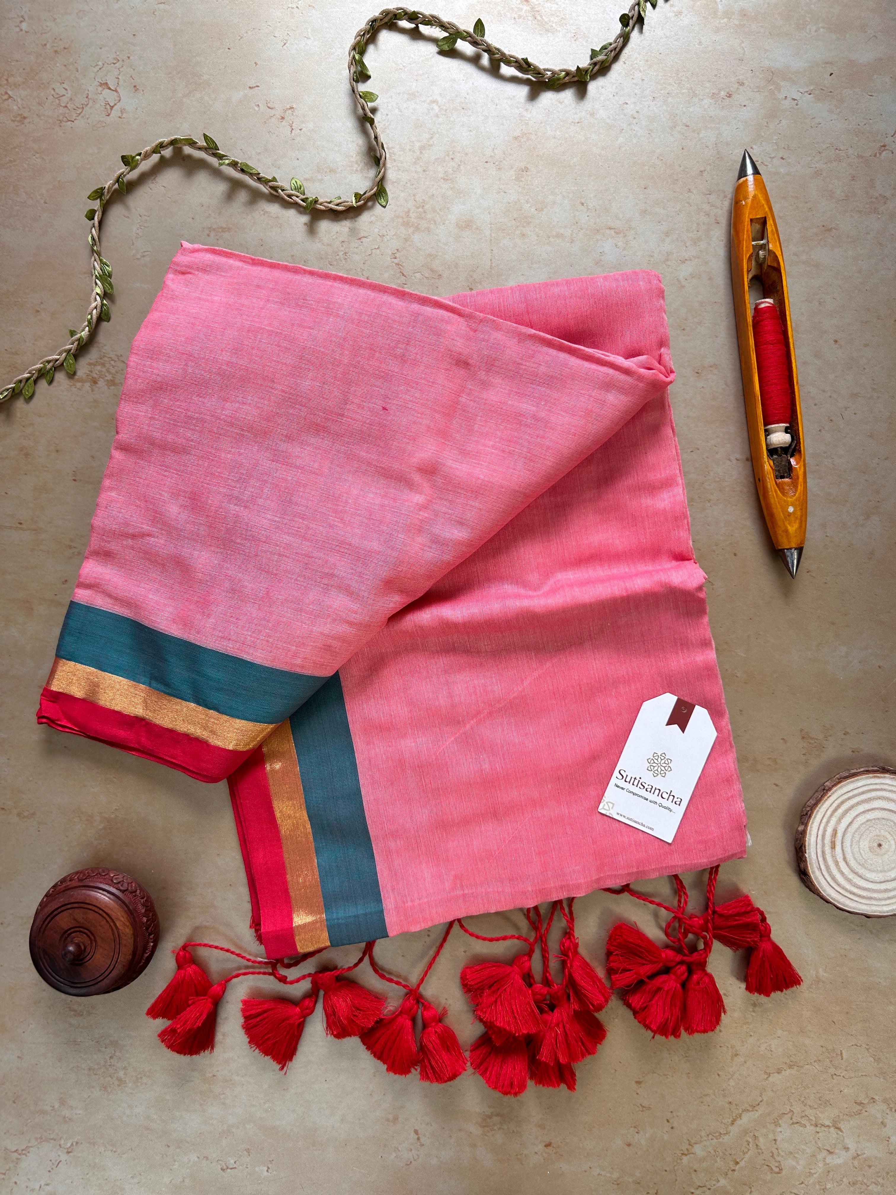 Border Bliss Mul Cotton Saree by Sutisancha