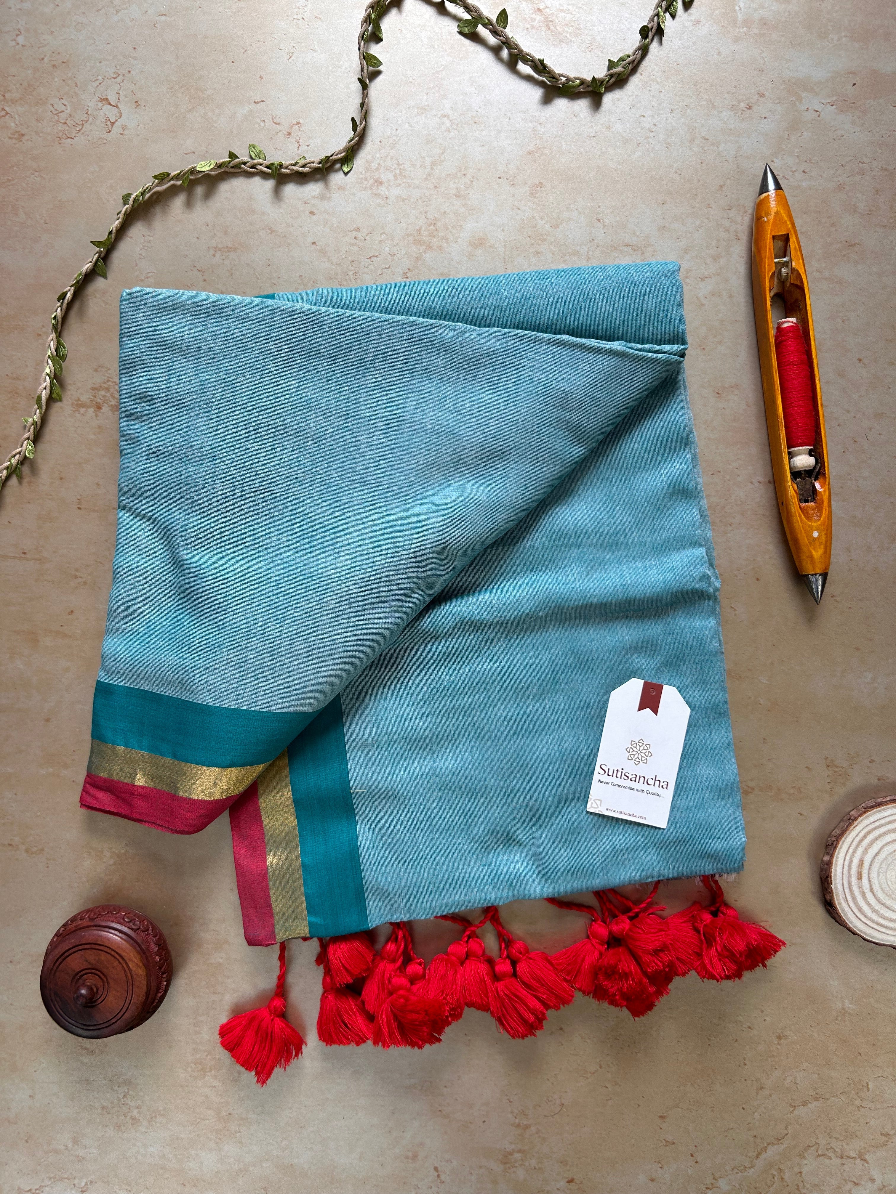 Border Bliss Mul Cotton Saree by Sutisancha