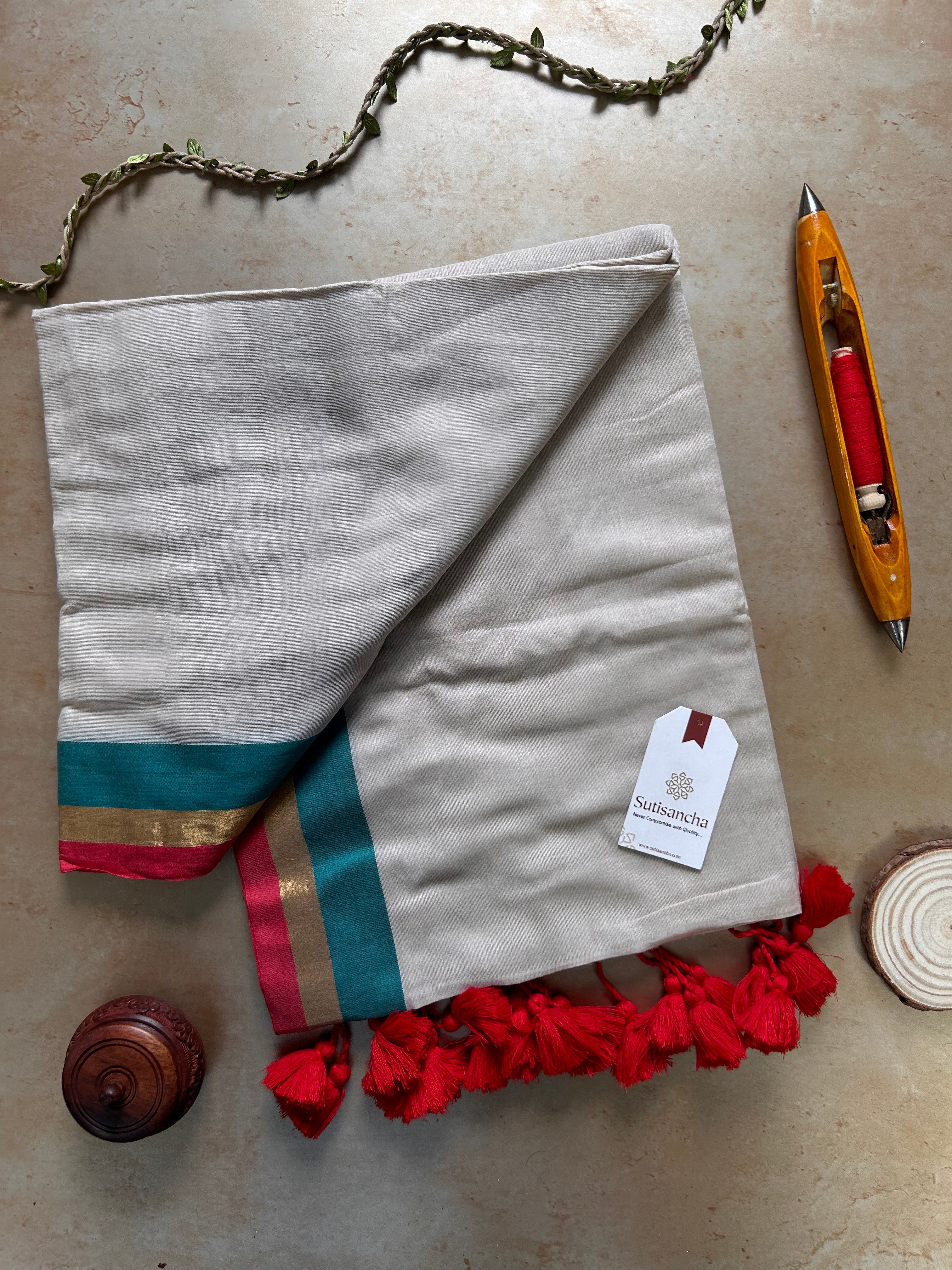 Border Bliss Mul Cotton Saree by Sutisancha