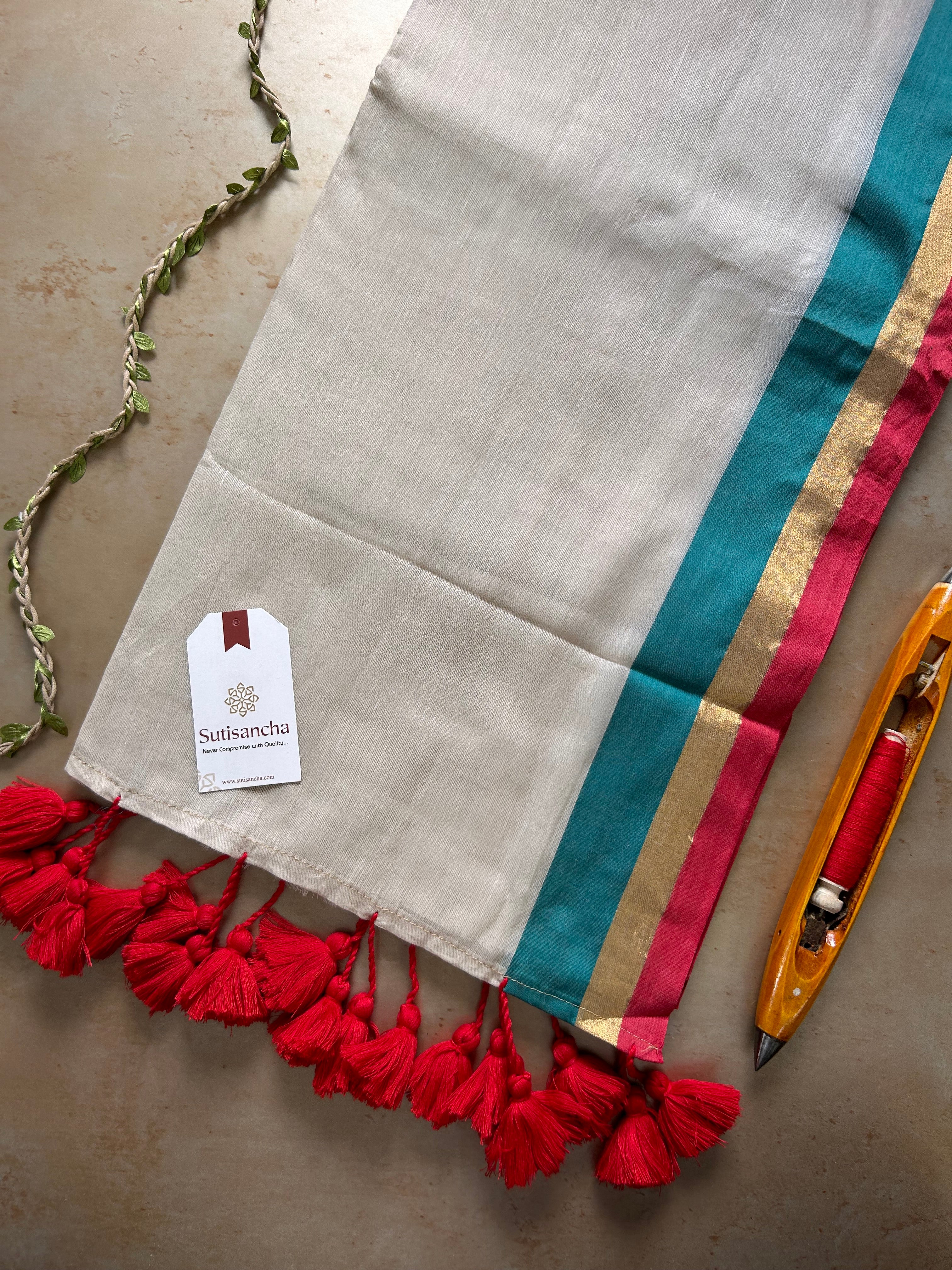 Border Bliss Mul Cotton Saree by Sutisancha