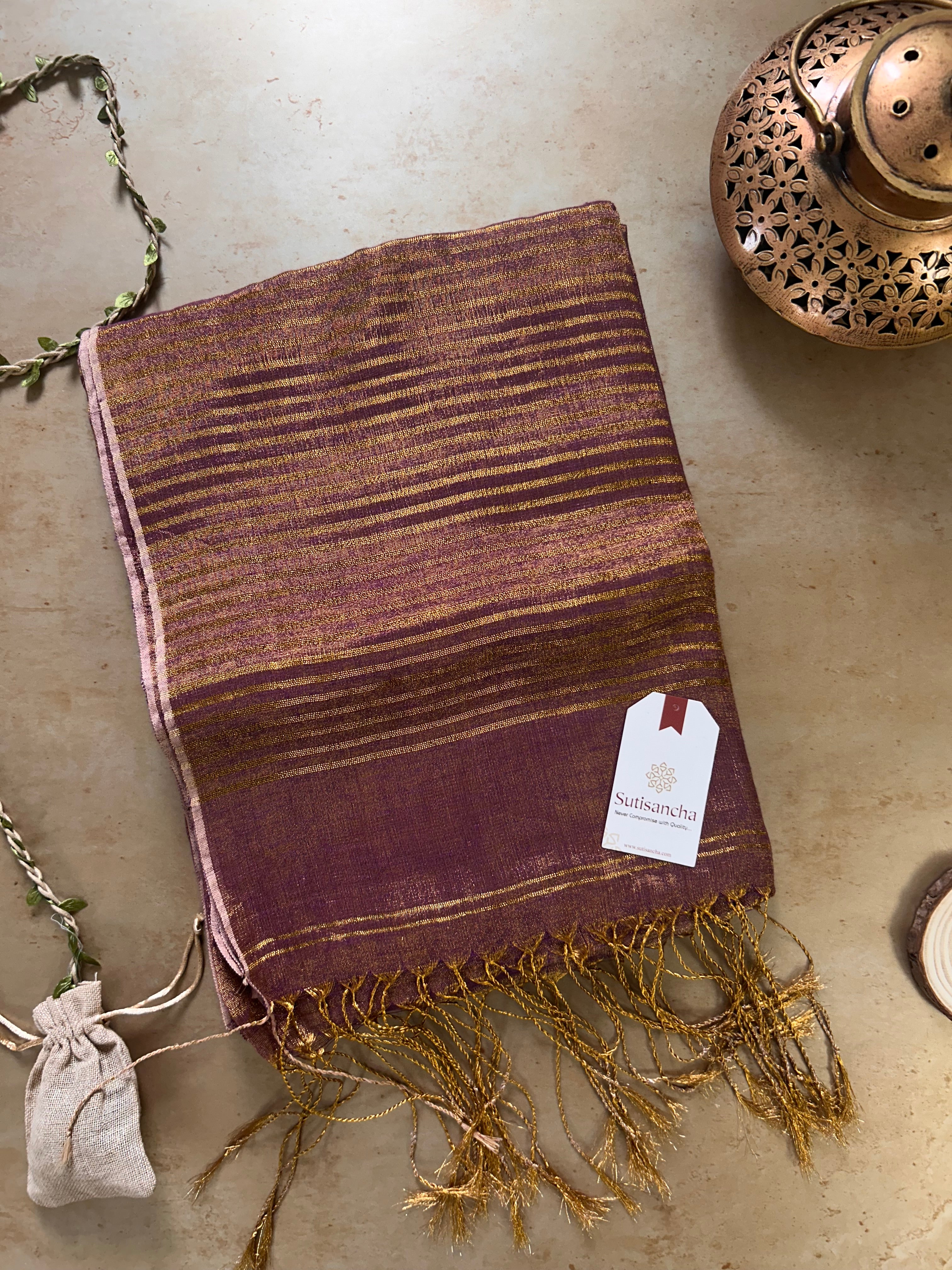 Tissue Charm Light and Lustrous Linen Saree