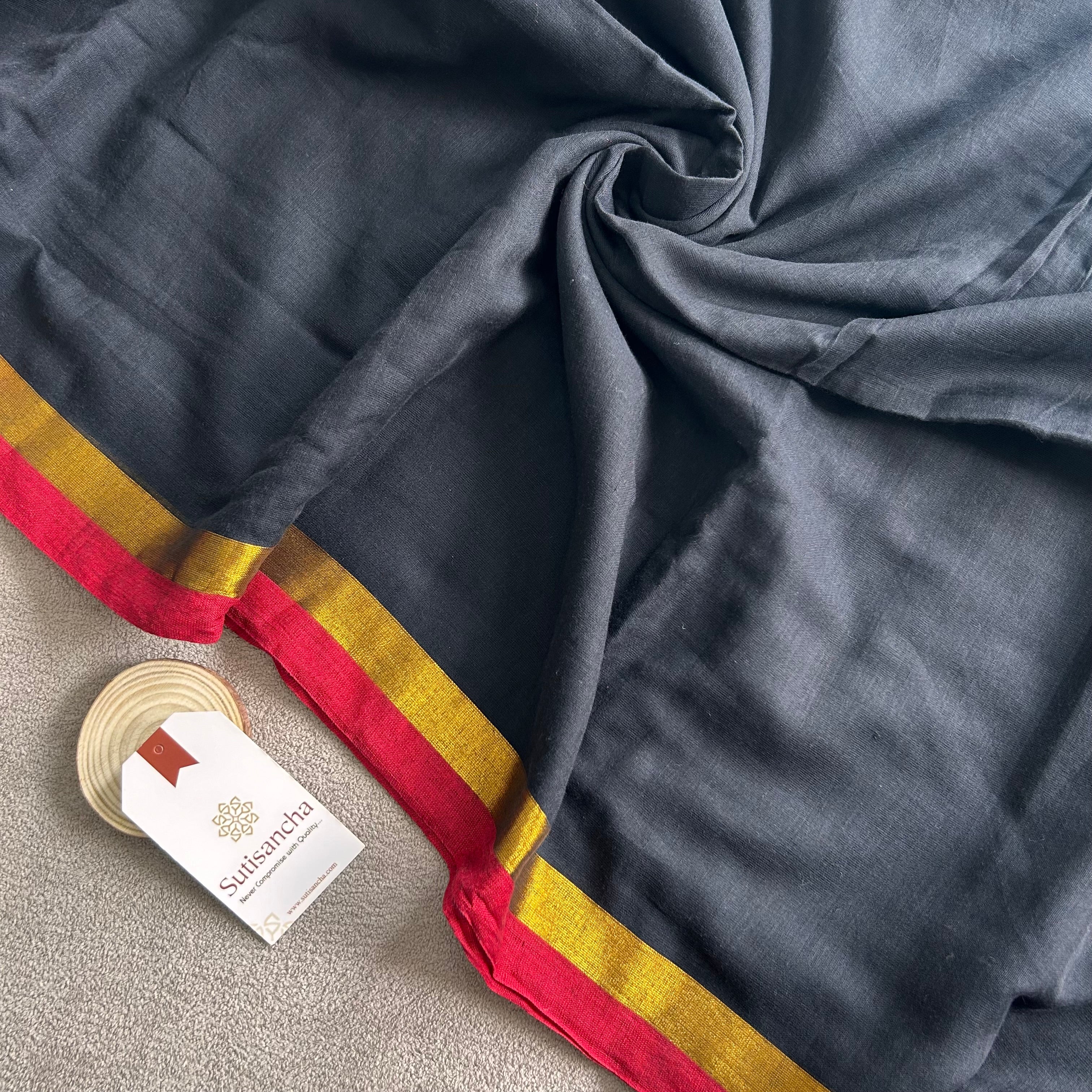 Classic Black Mul Cotton Saree