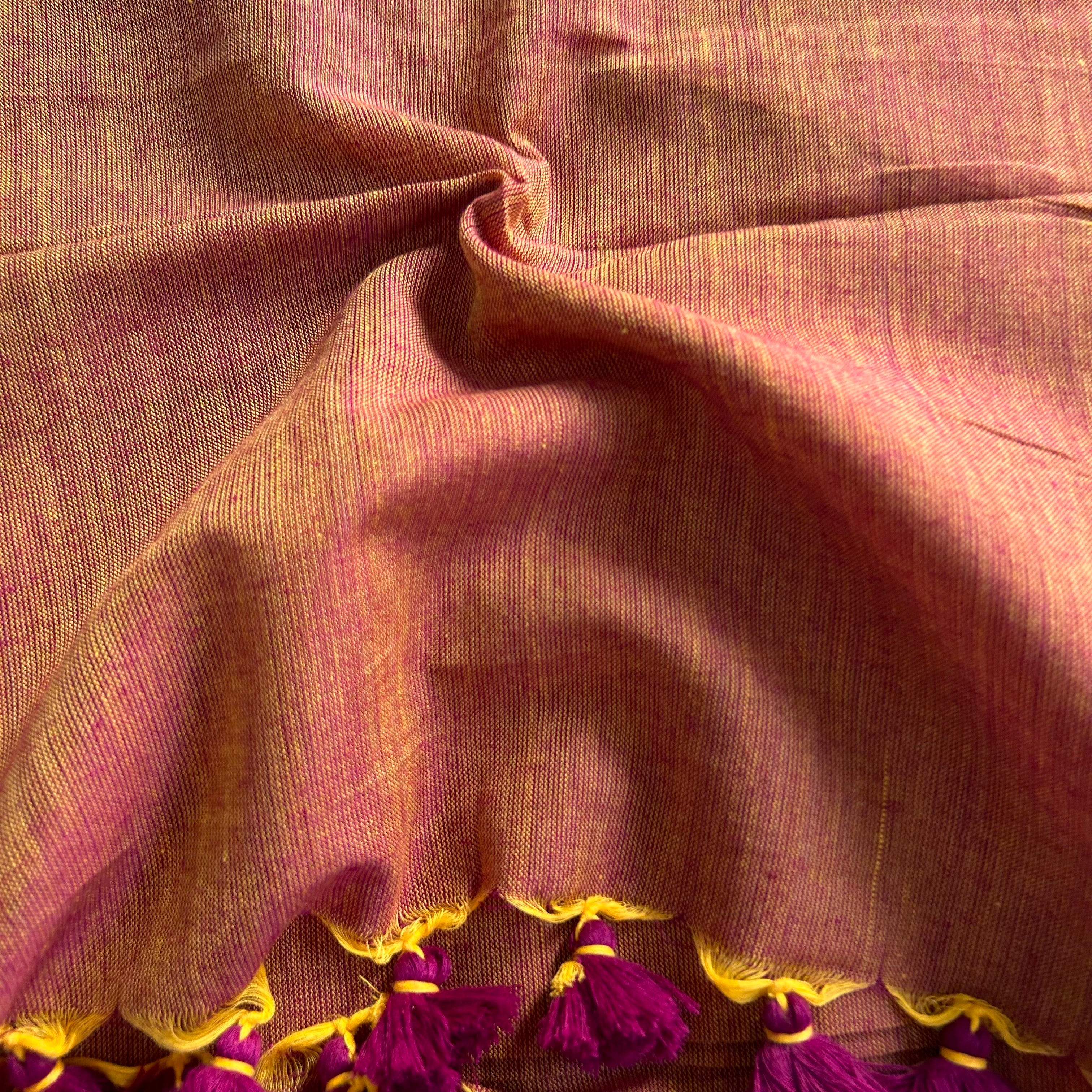 Sutisancha Rust Orange Handloom Cotton Saree With Designer Printed Blouse