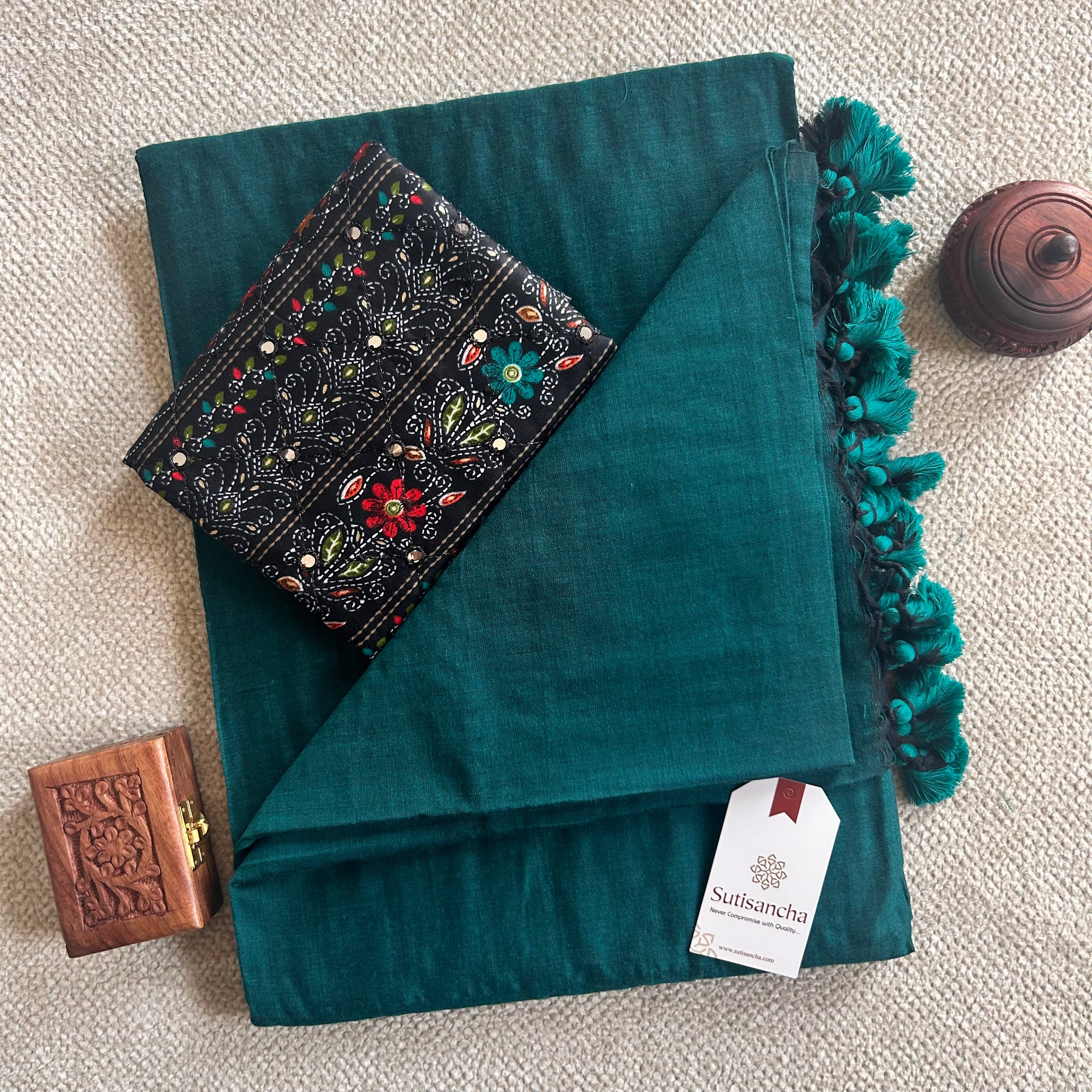 Sutisancha Rama Handloom Cotton Saree with Designer Work Blouse