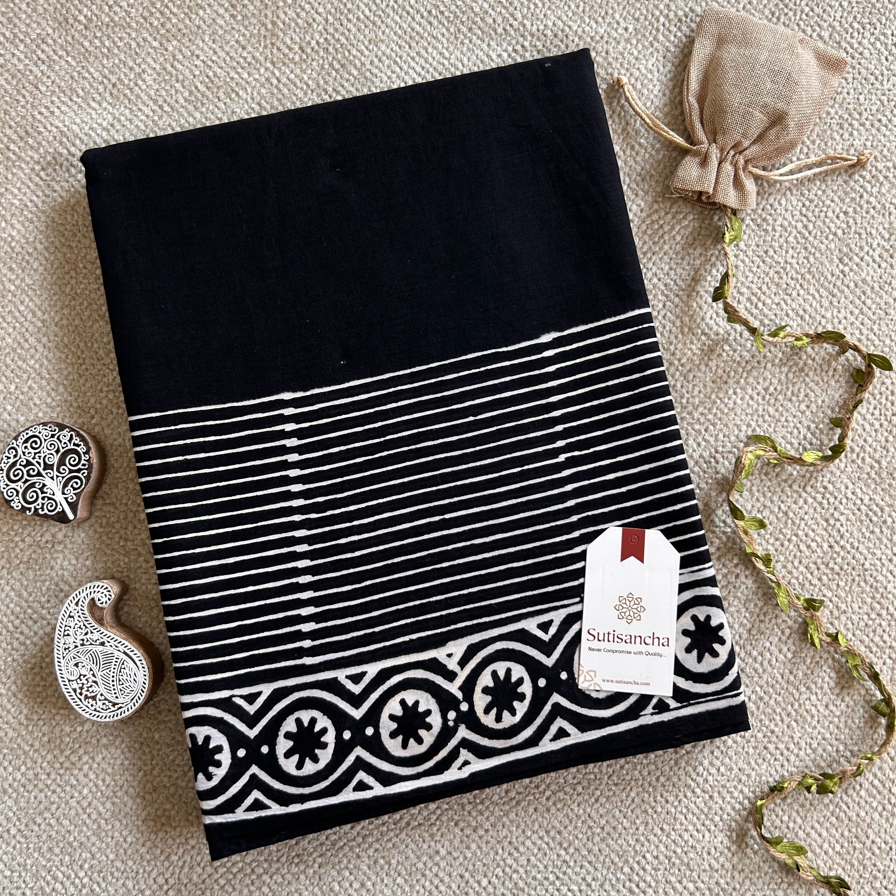 Bagru Hand Block Printed Mulmul Cotton Designer Saree