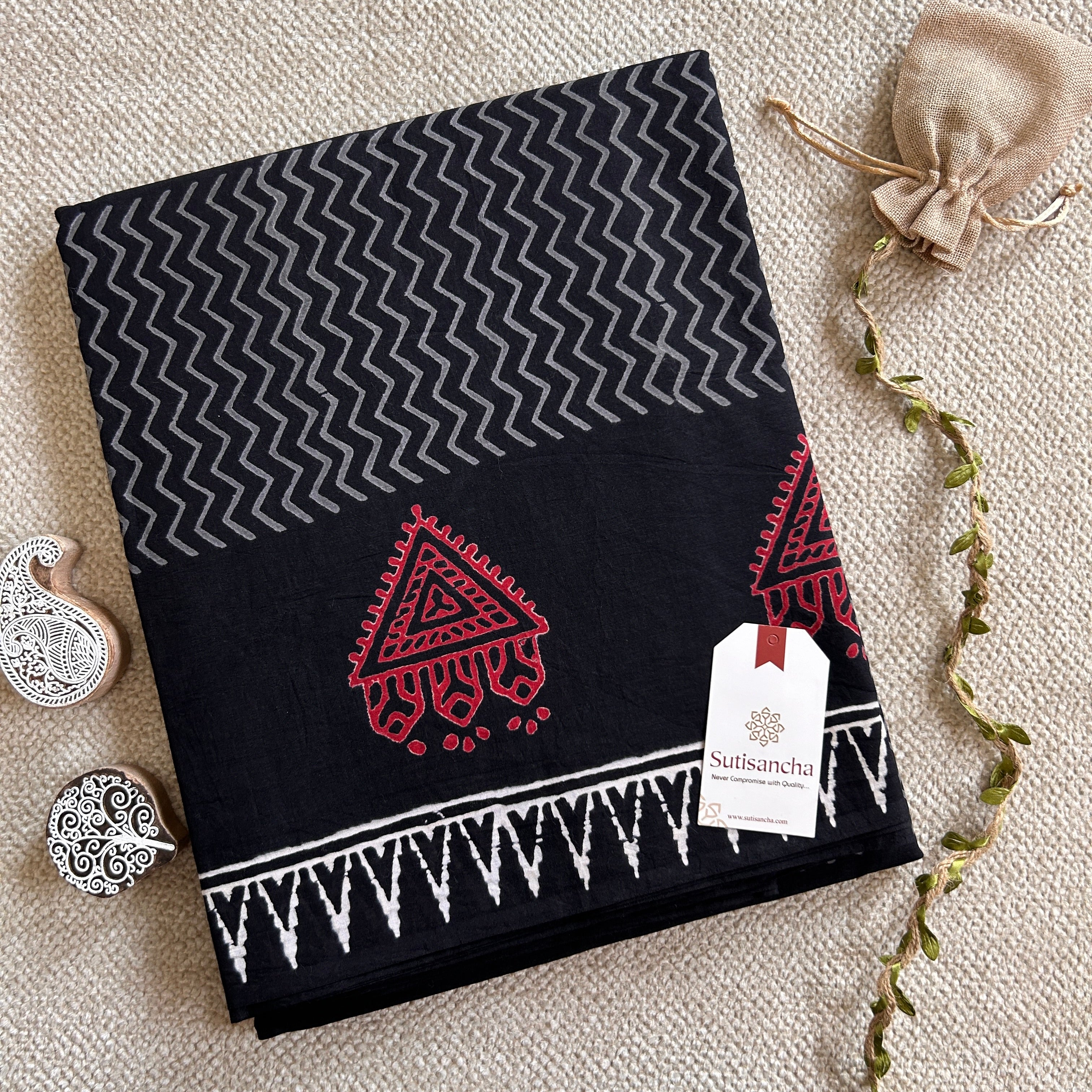 Bagru Hand Block Printed Mulmul Cotton Designer Saree