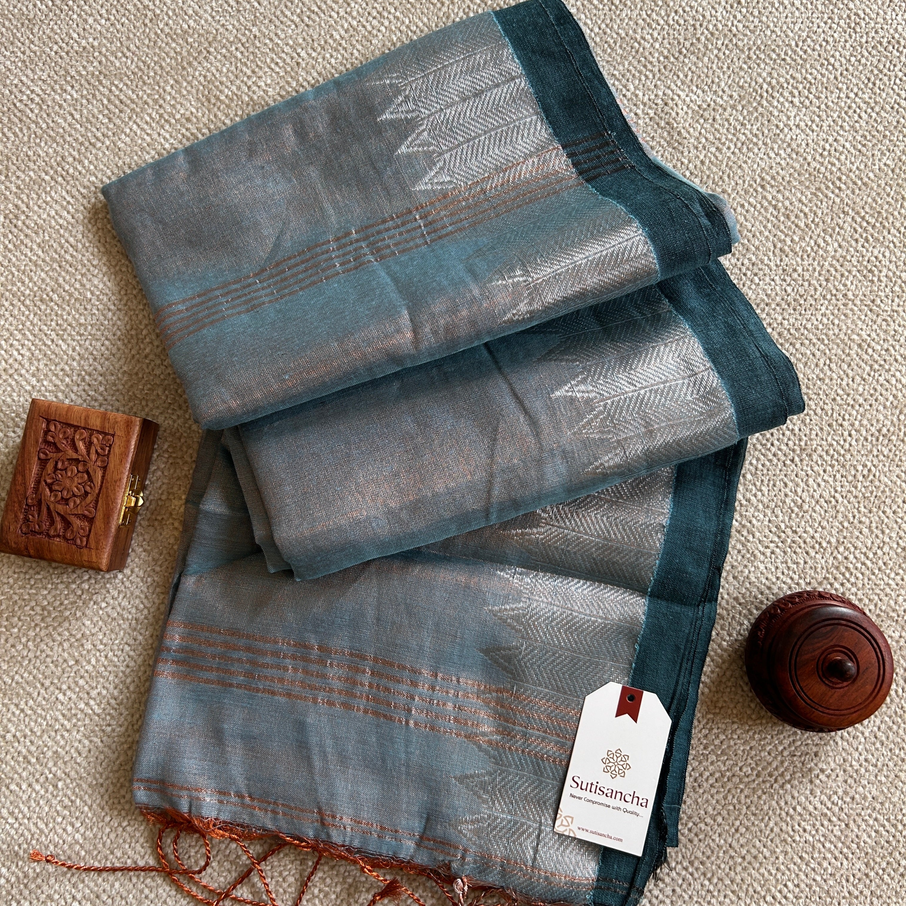 Sutisancha Handloom Designer Cotton Tissue Saree