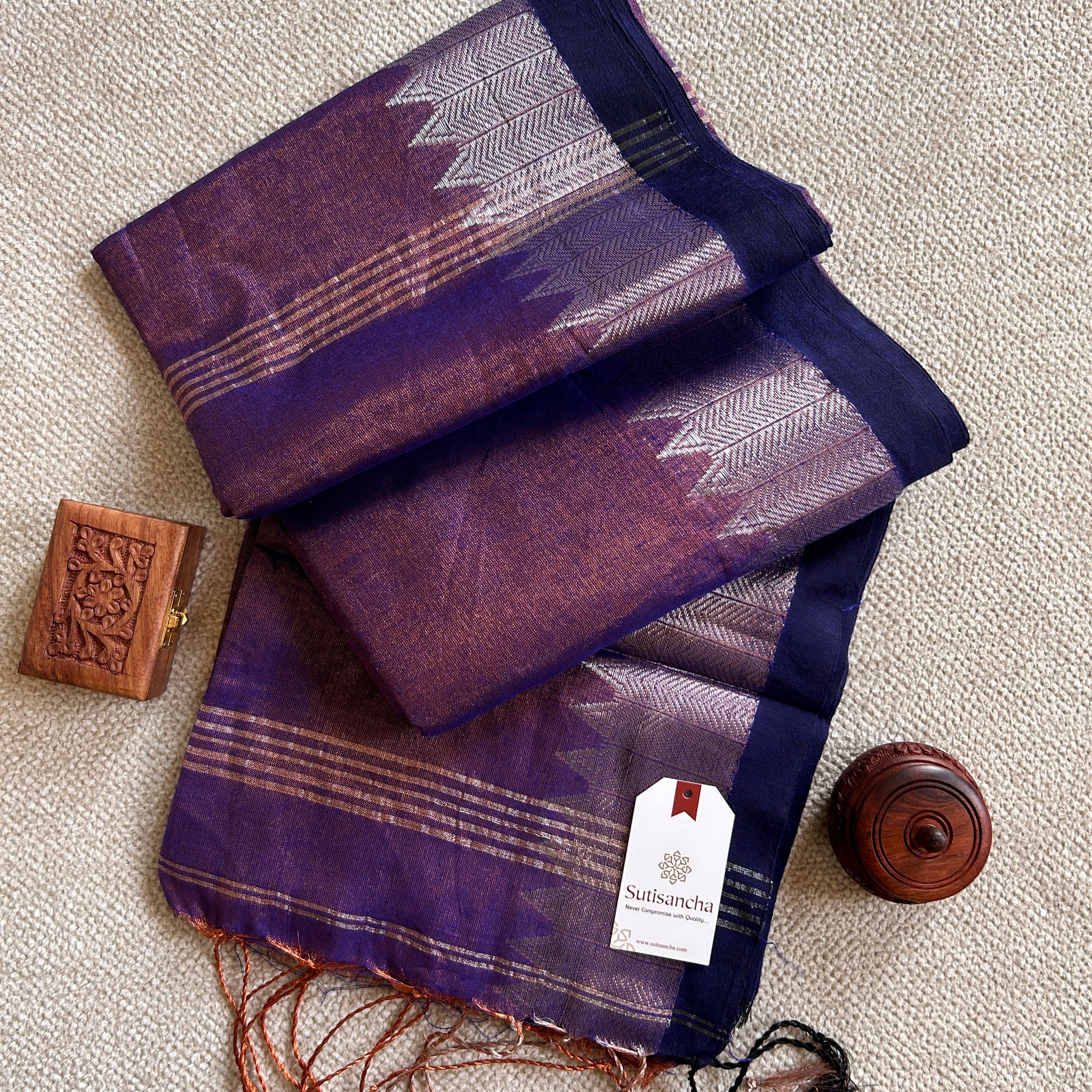 Sutisancha Purple Handloom Designer Tissue Saree