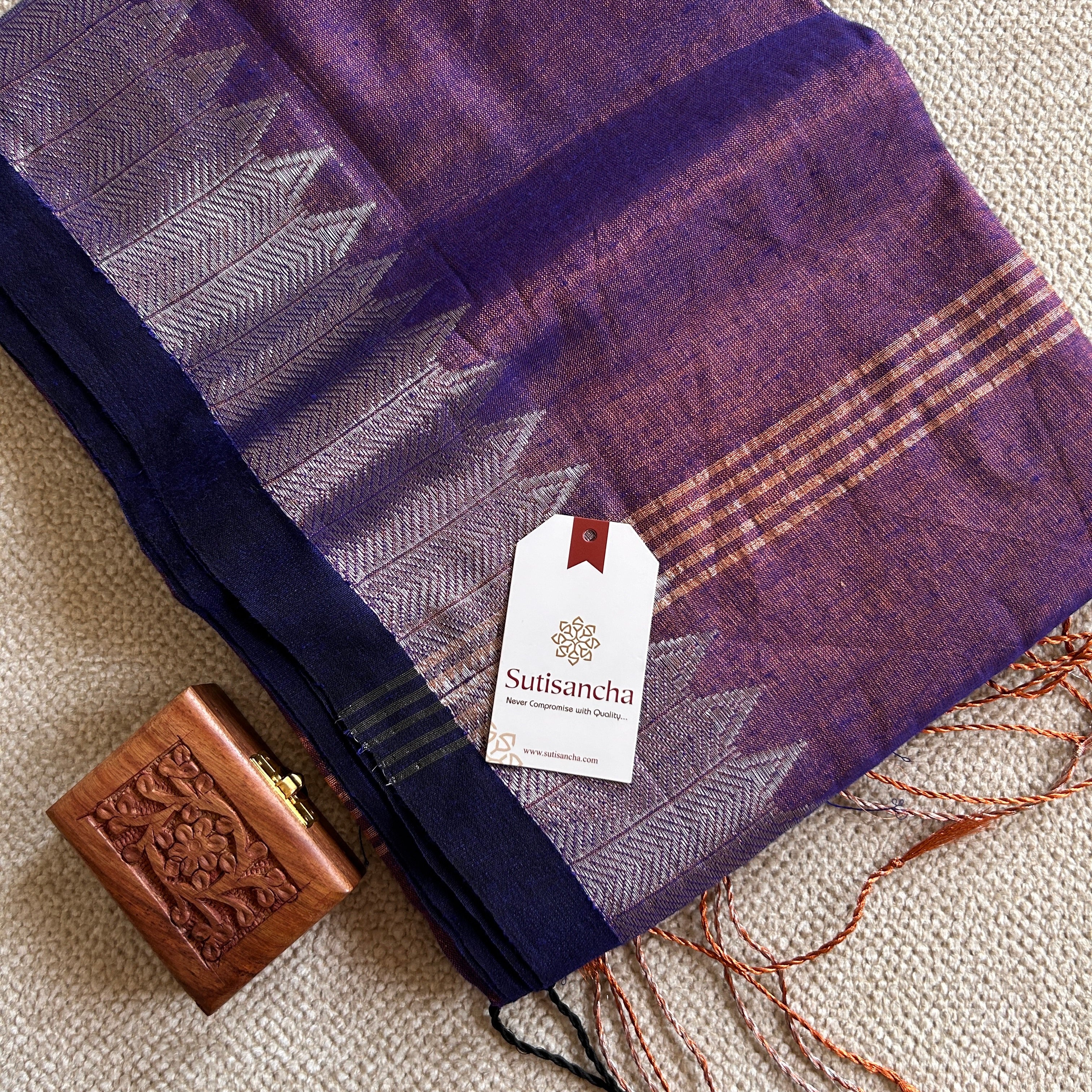 Sutisancha Purple Handloom Designer Tissue Saree