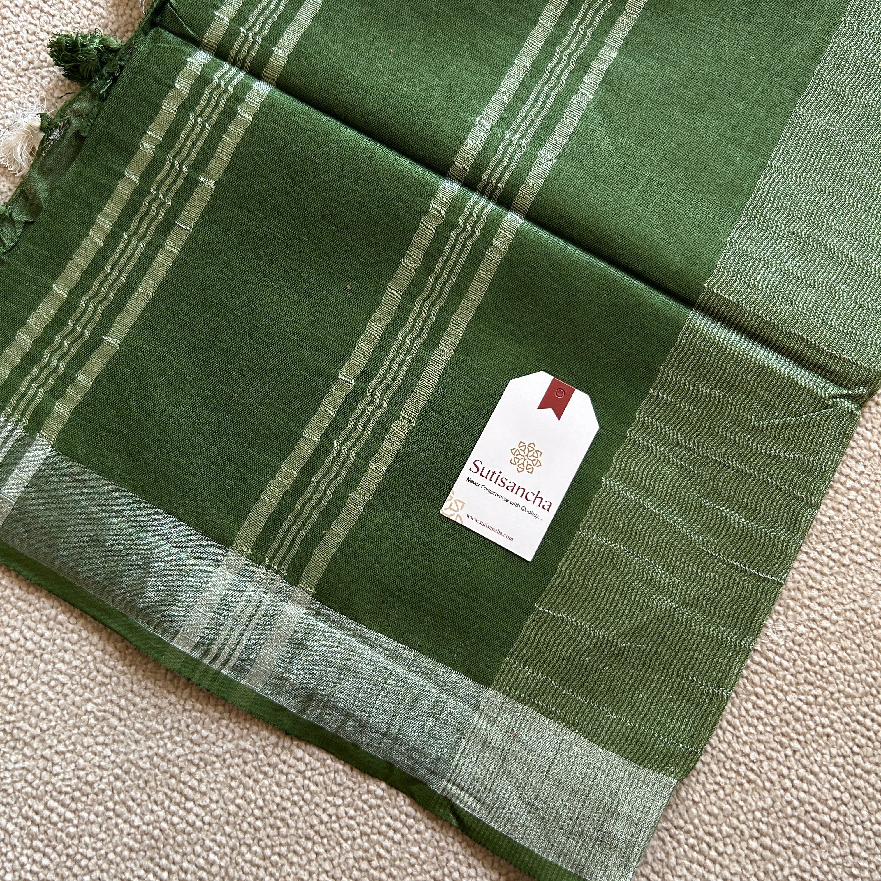 Sutisancha Green Linen Saree