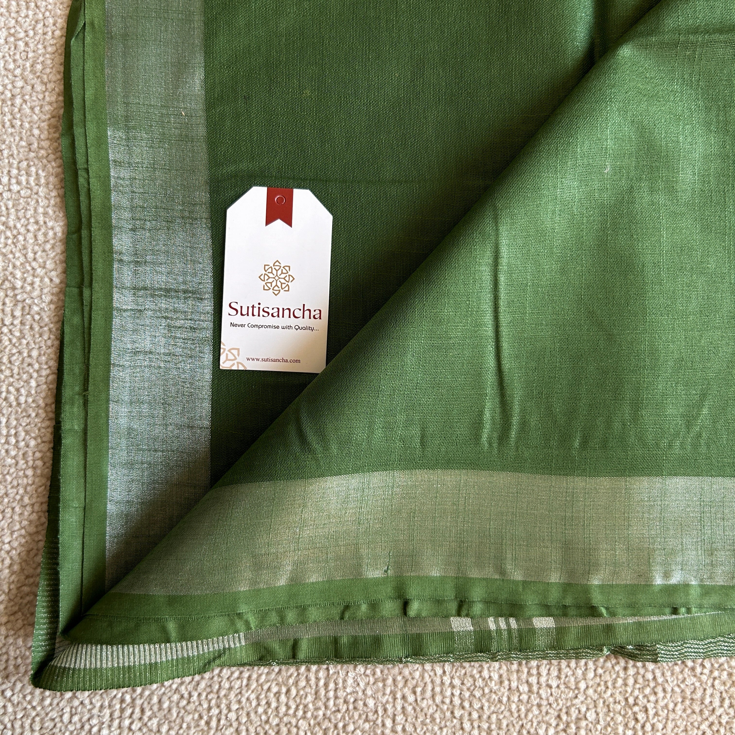 Sutisancha Green Linen Saree