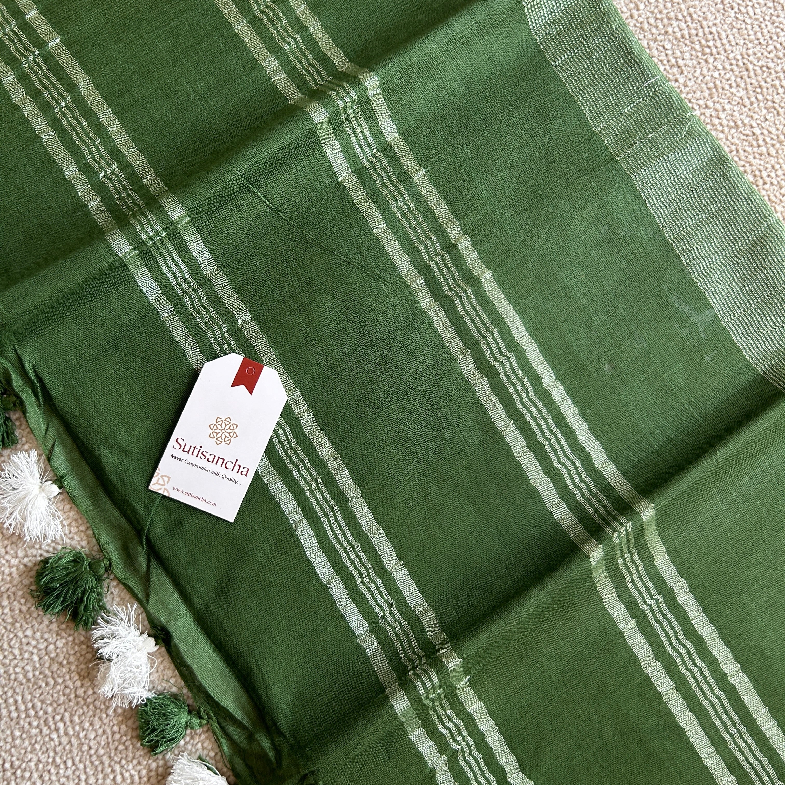 Sutisancha Green Linen Saree