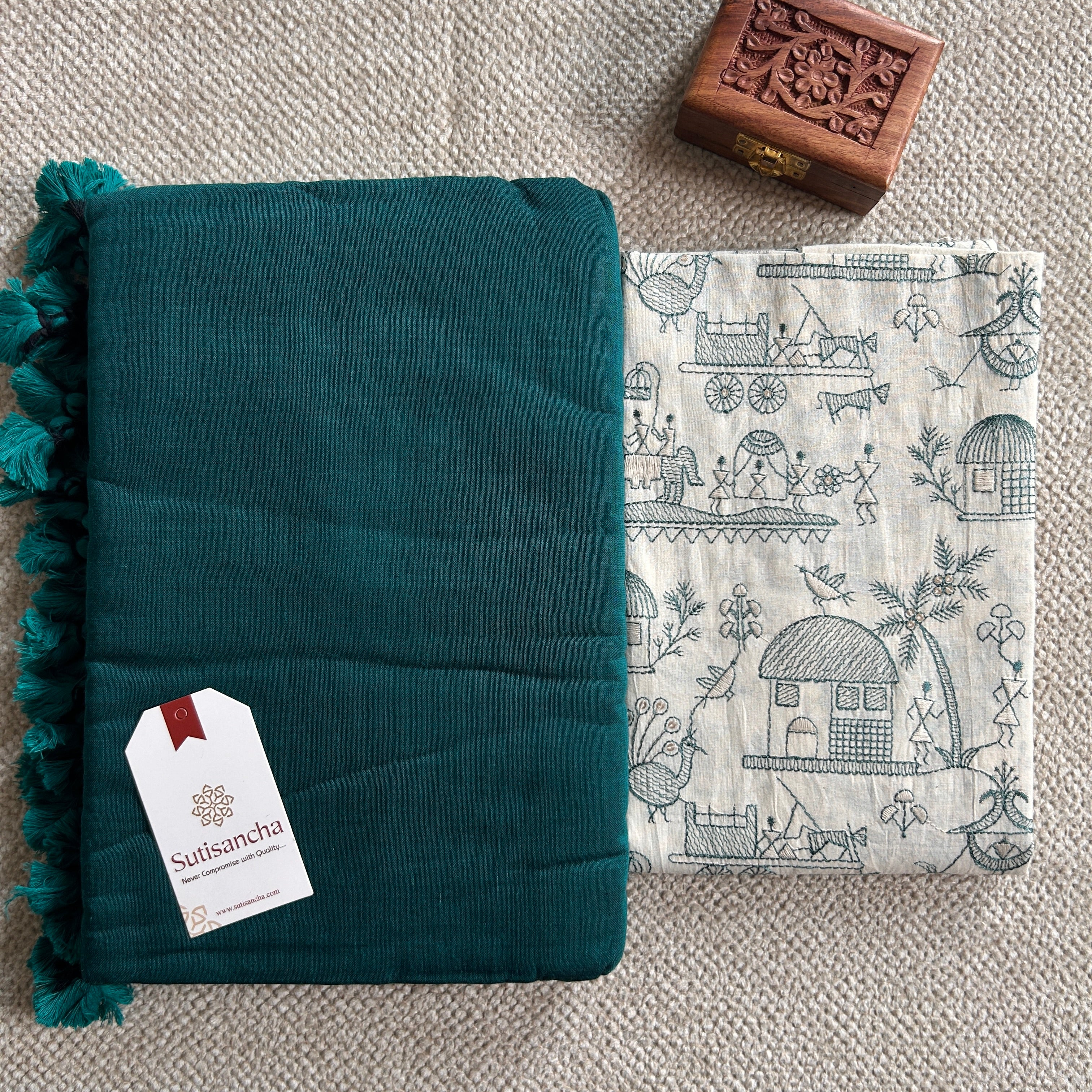 Sutisancha Rama Handloom Cotton Saree With Blouse