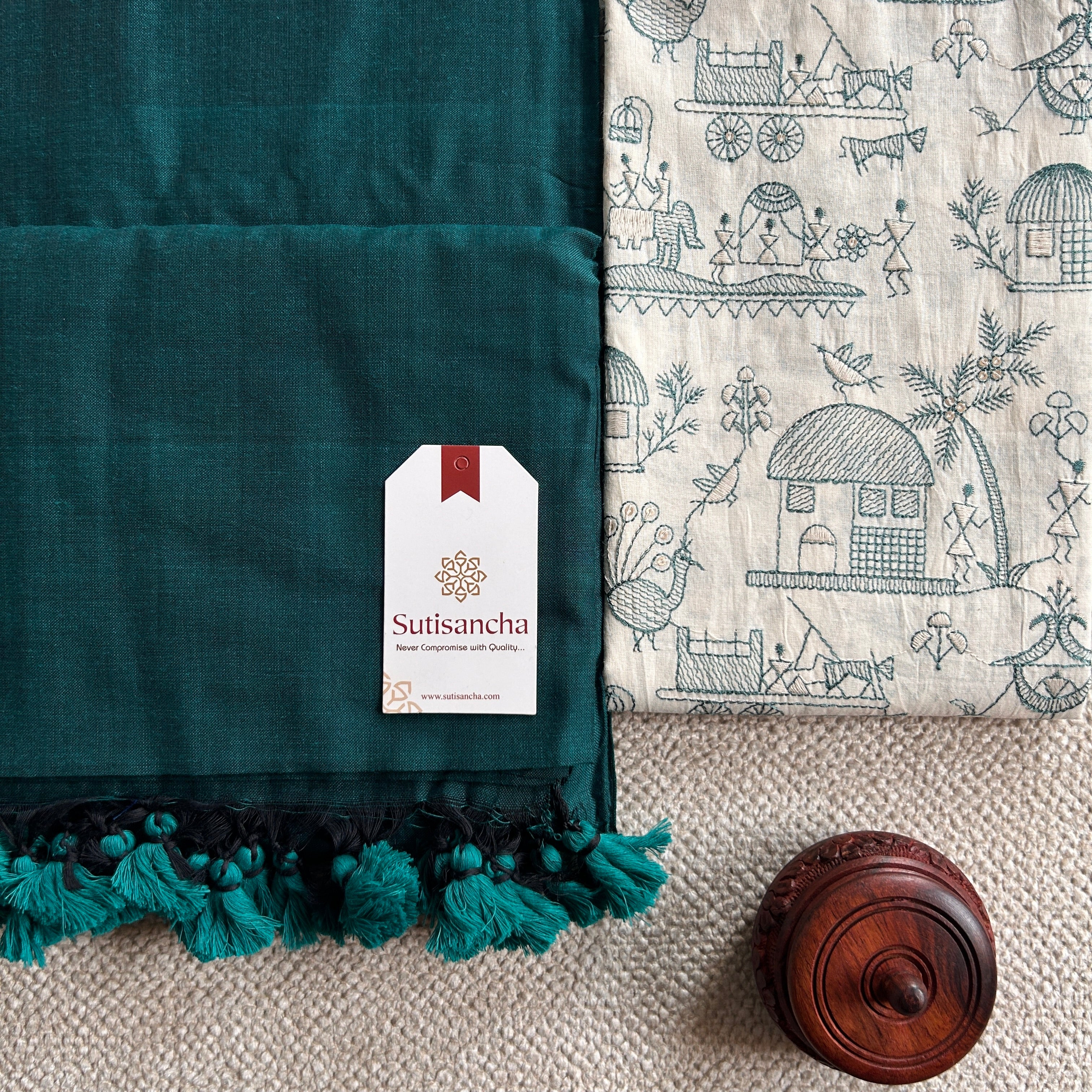 Sutisancha Rama Handloom Cotton Saree With Blouse