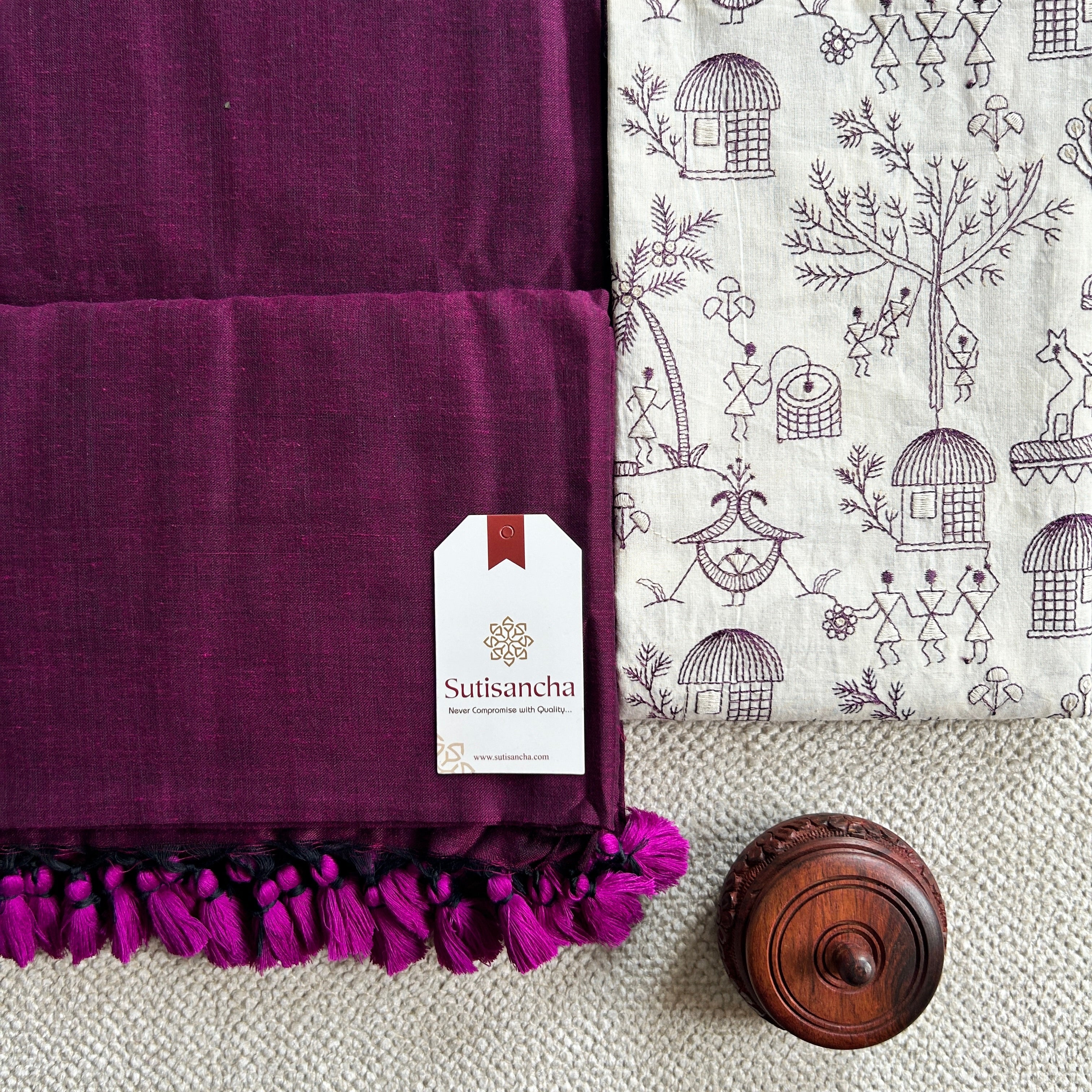 Sutisancha Magenta Handloom Cotton Saree With Blouse