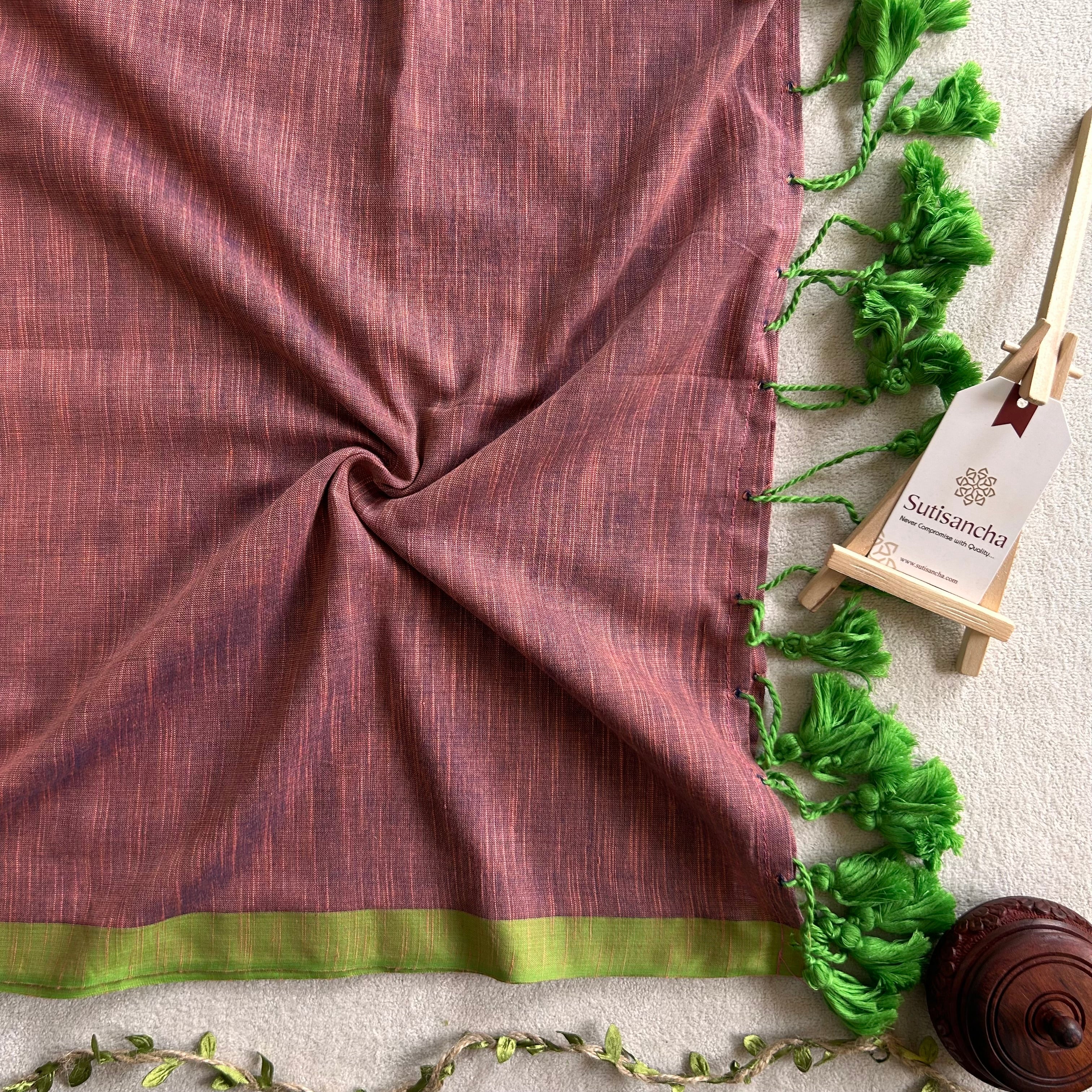 Sutisancha Almond & Parrot Border Handloom Saree