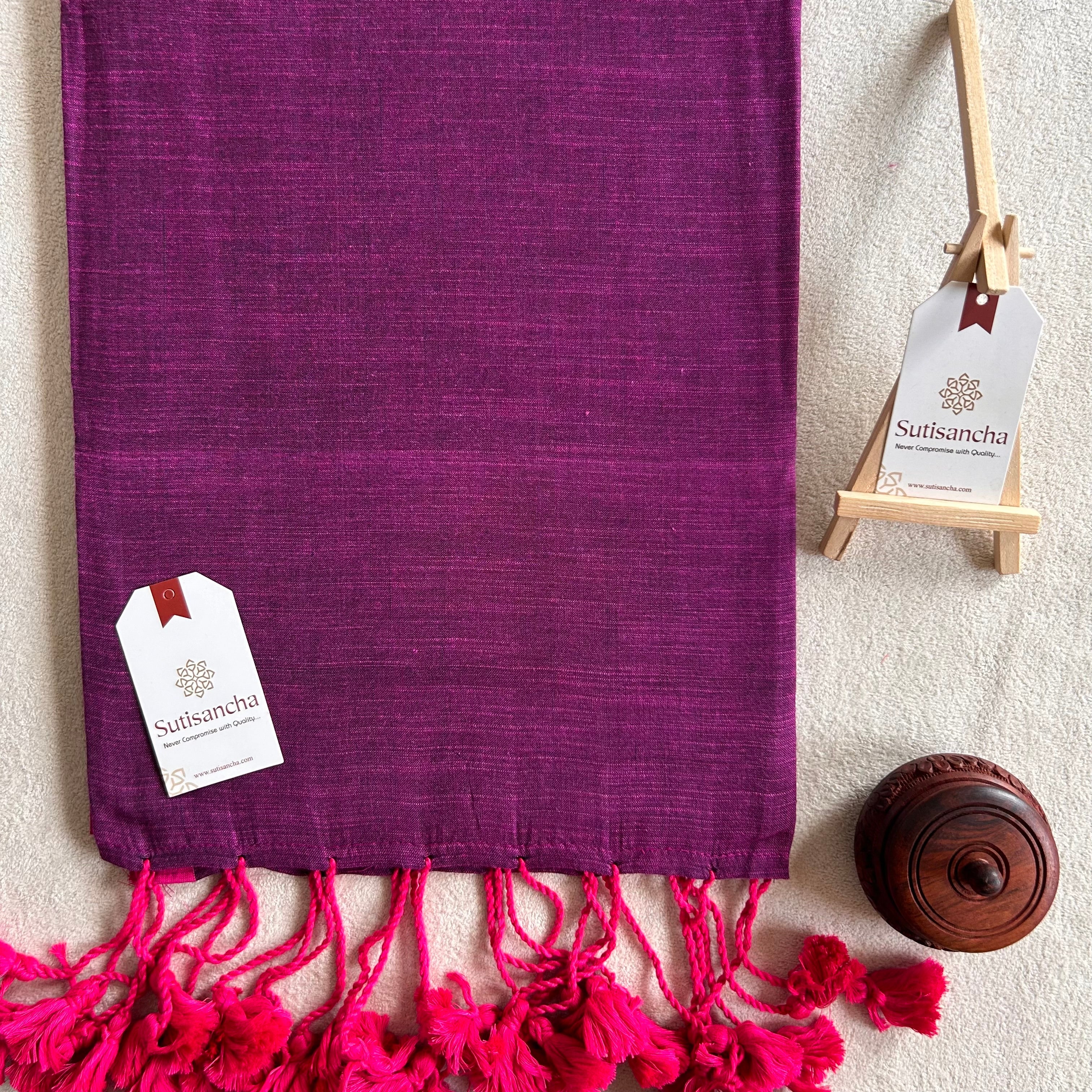 Sutisancha Purple & Pink Border Handloom Saree