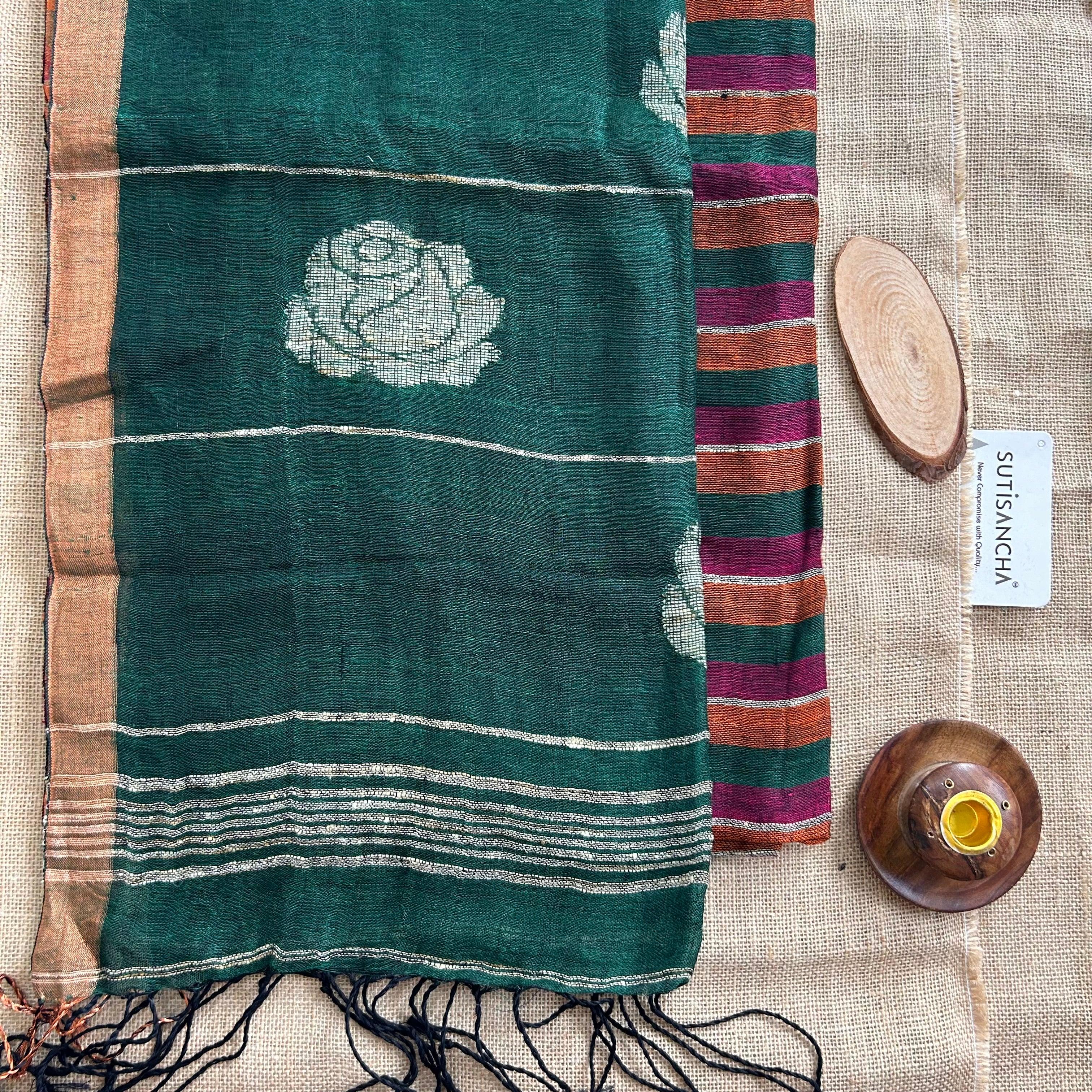 Sutisancha Pure Linen Saree with Blouse piace - Suti Sancha