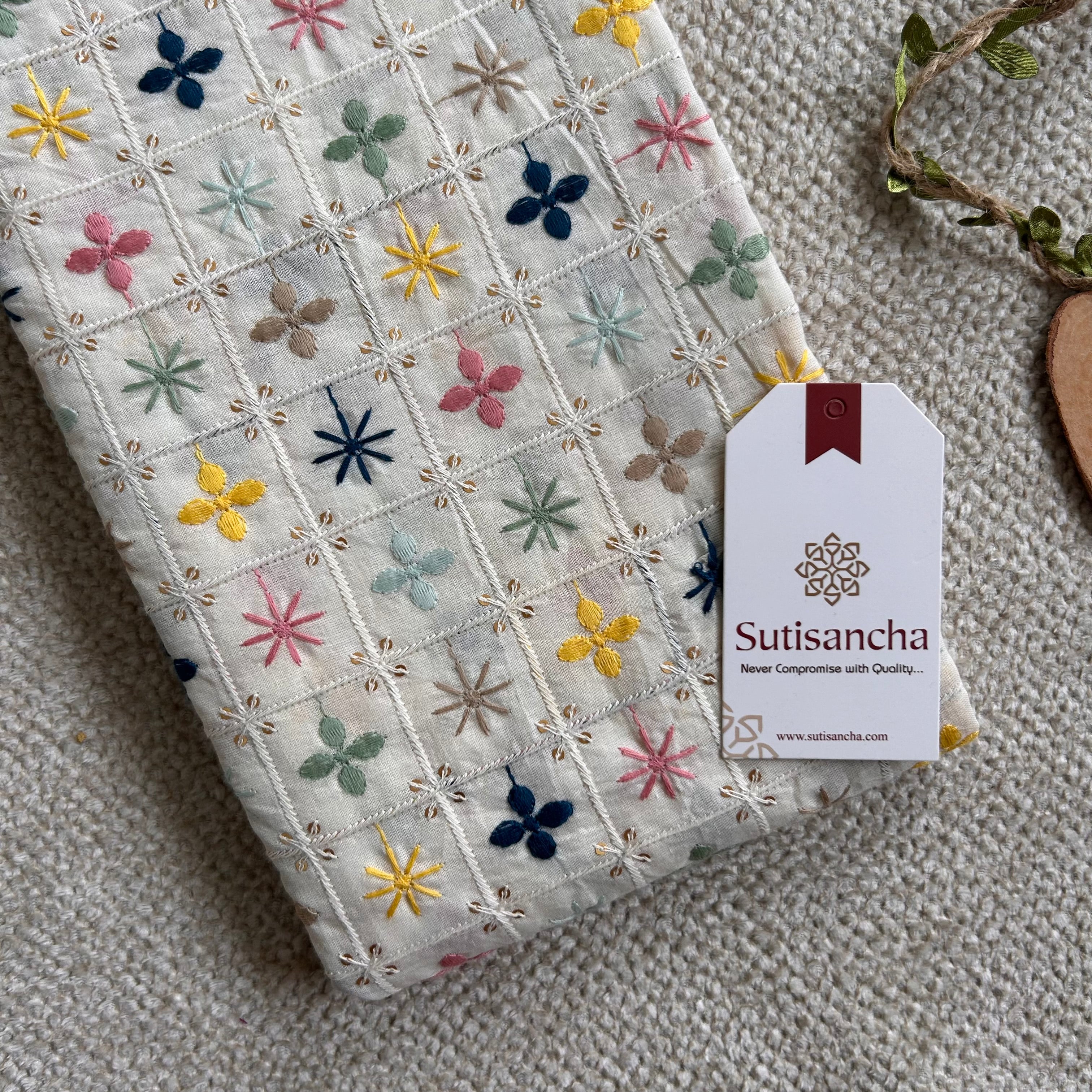 Sutisancha Yellow Cotton Saree designer work Blouse