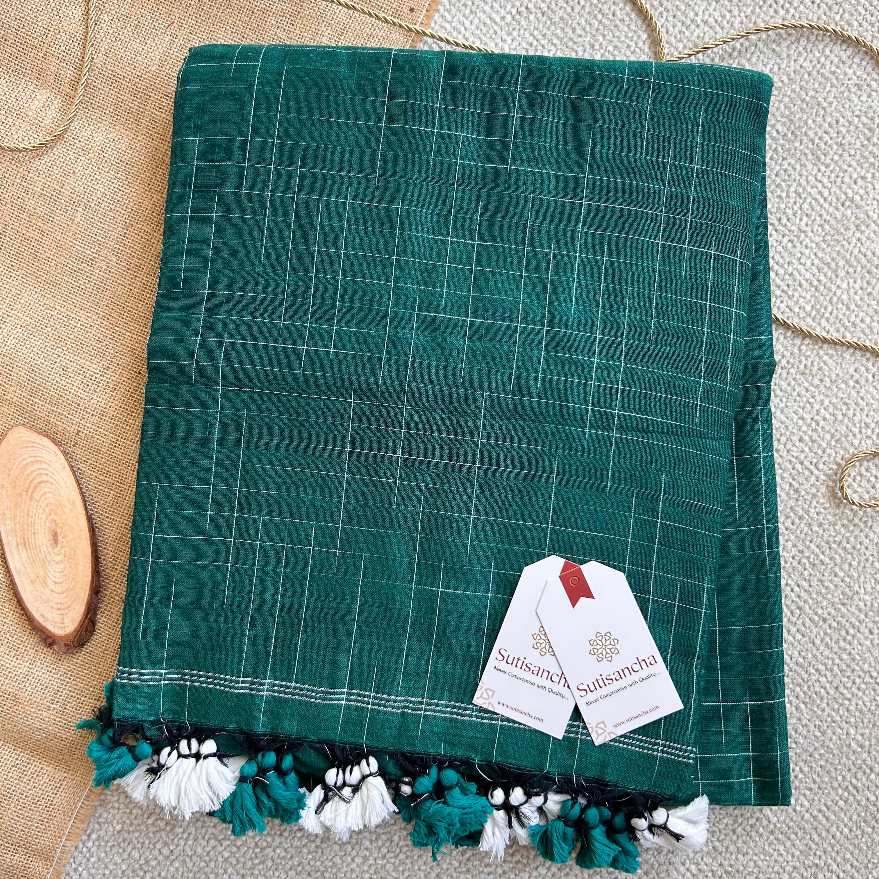 Sutisancha Rama Handloom Cotton Saree with Trendy Kotki Checks Design