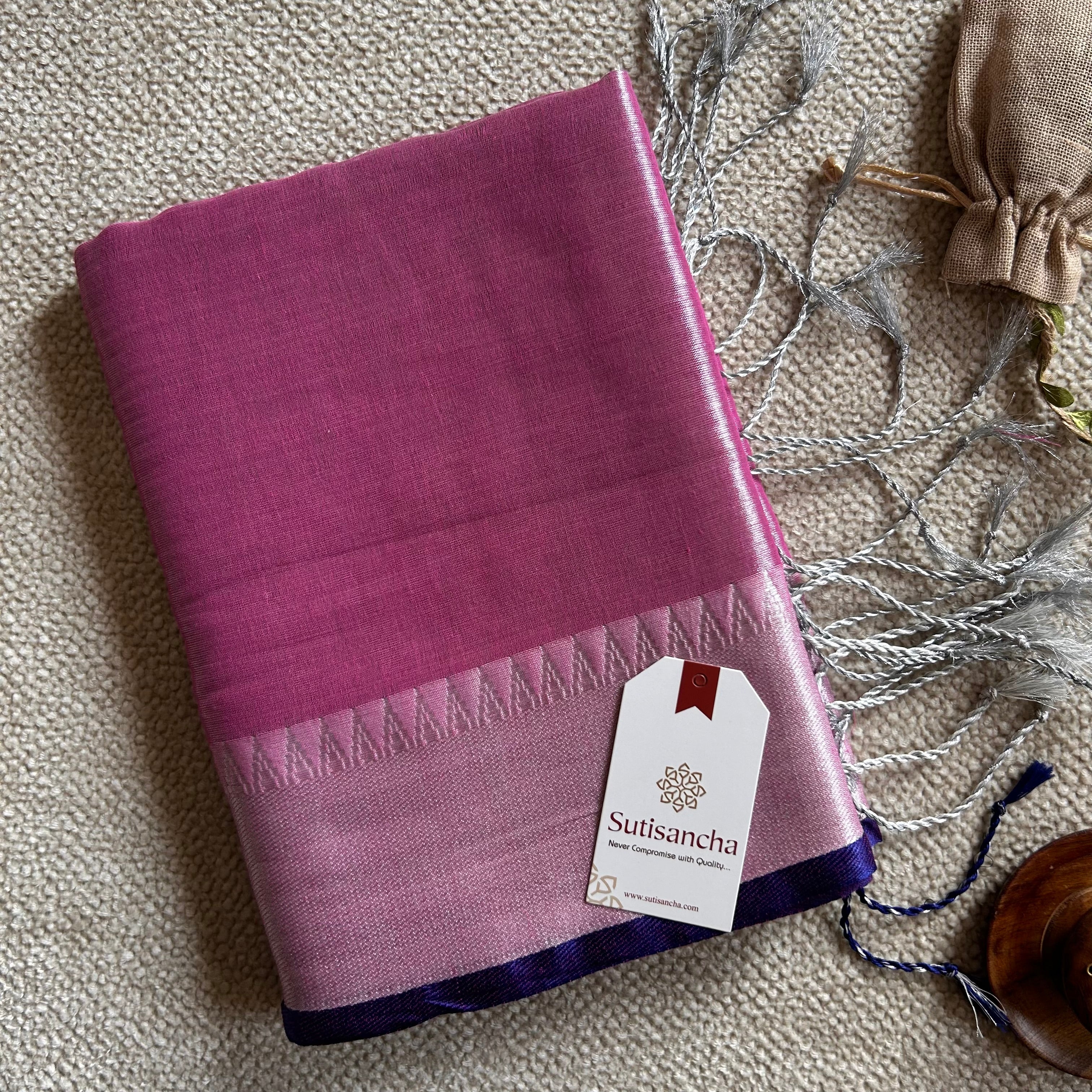 Sutisancha Babypink Handloom Tissue Saree
