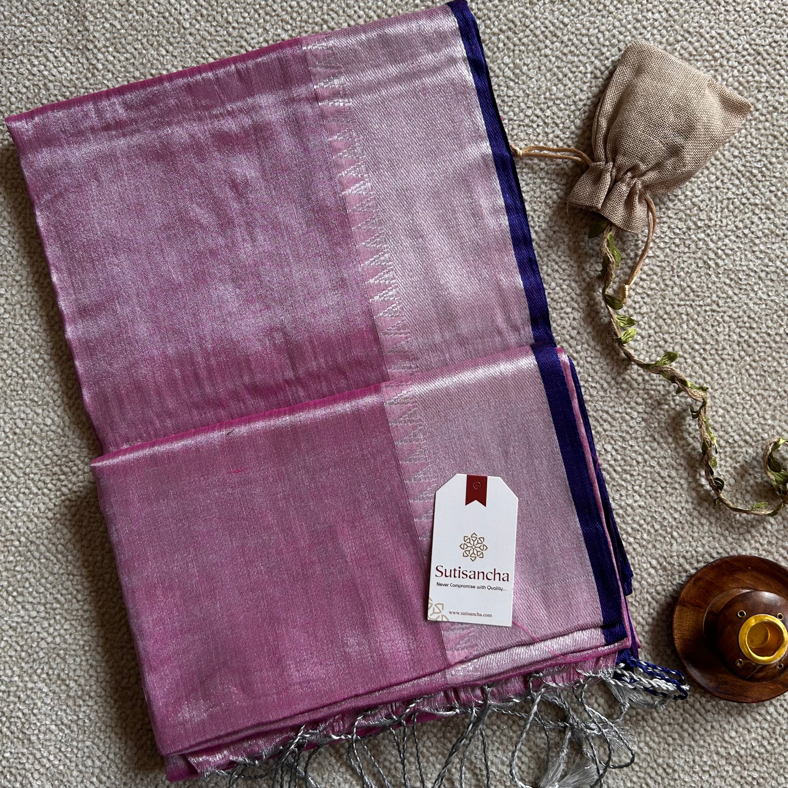 Sutisancha Babypink Handloom Tissue Saree