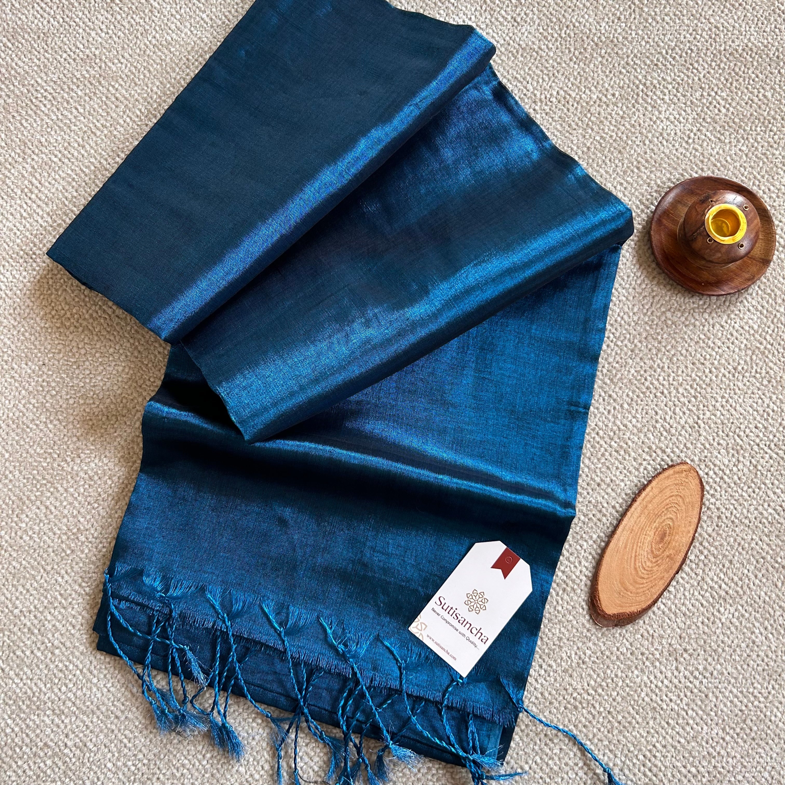 Sutisancha Indigoblue Handloom Tissue Saree