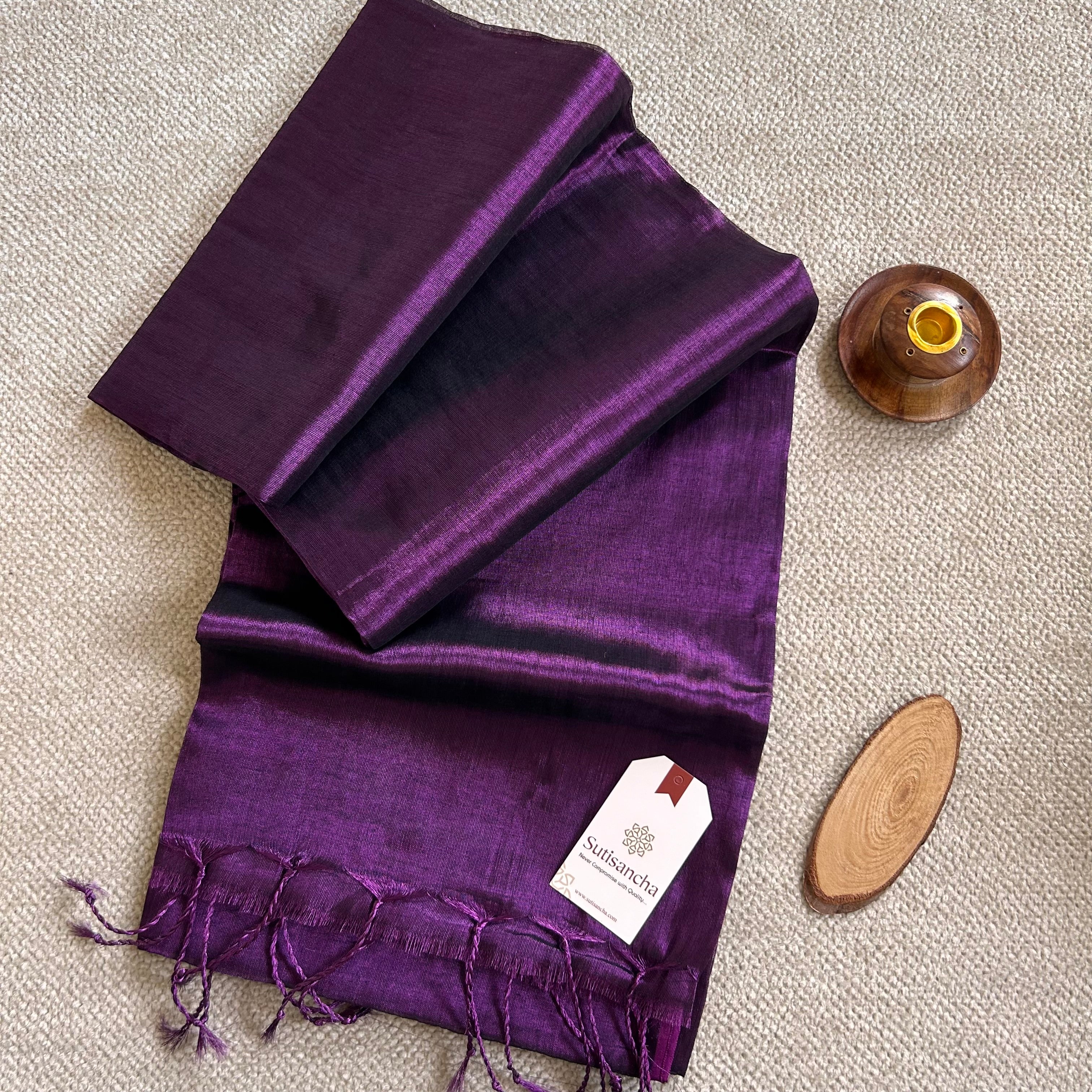 Sutisancha Wine Handloom Tissue Saree