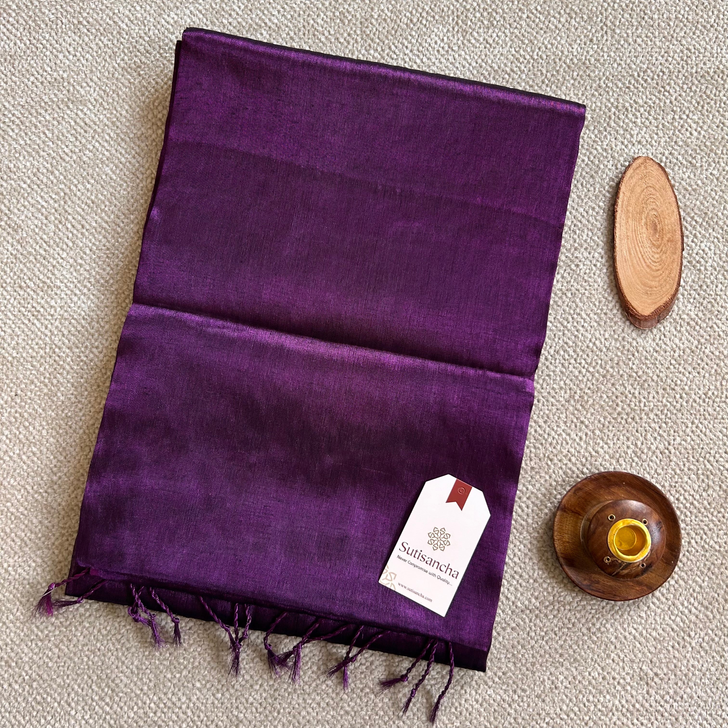 Sutisancha Wine Handloom Tissue Saree