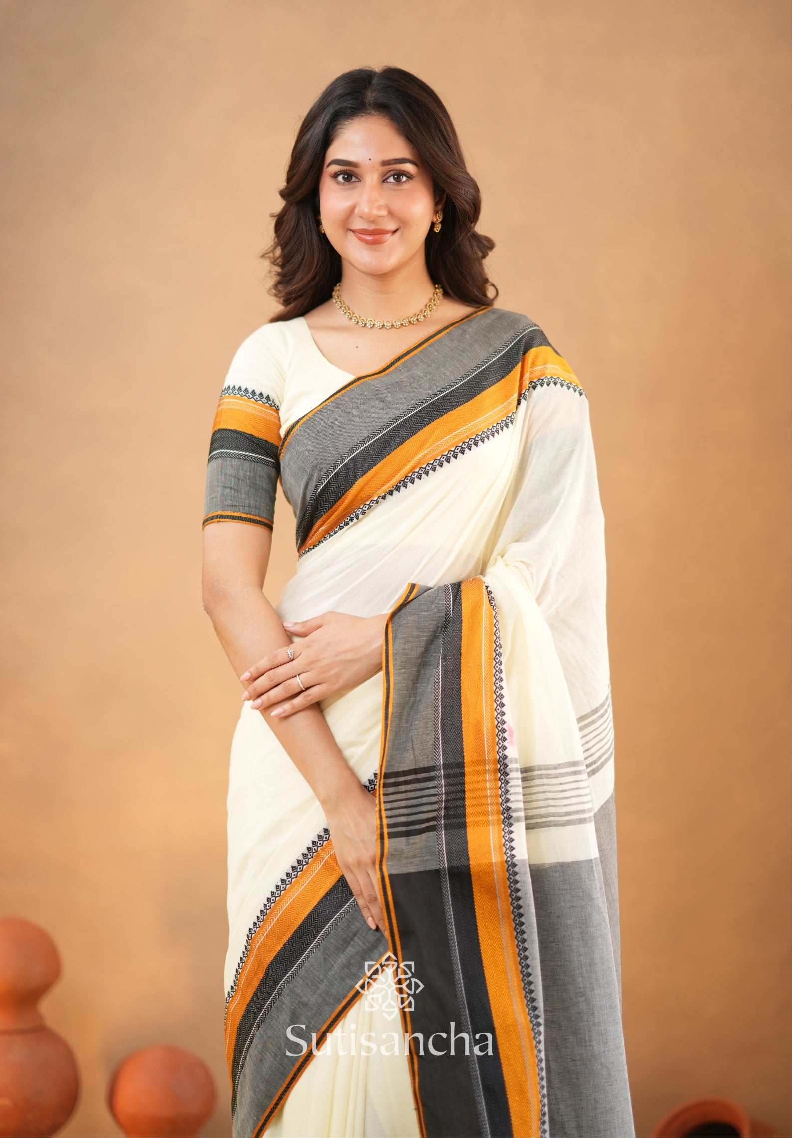 Sutisancha Handwoven Bliss Bengal Cotton Saree