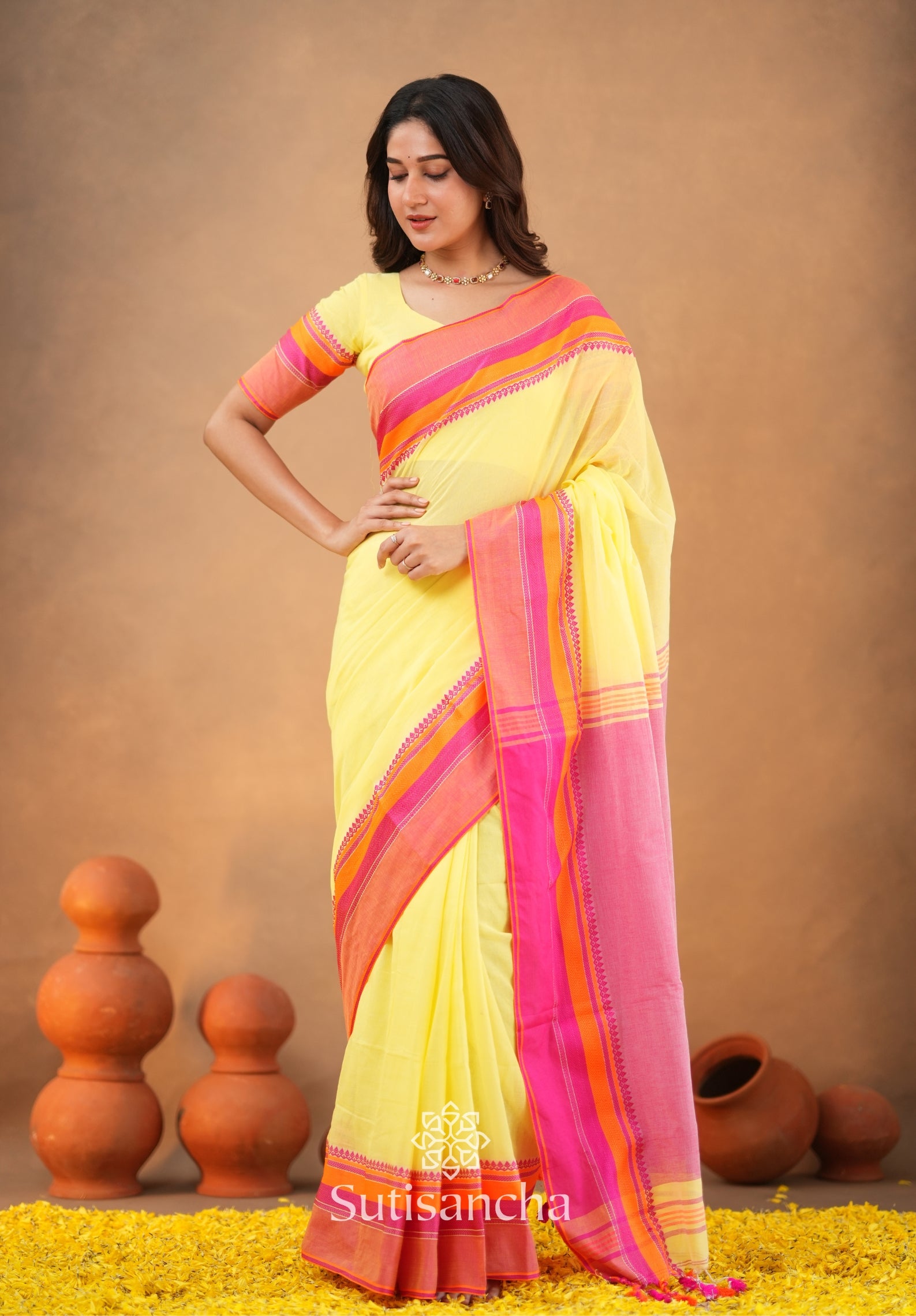 Sutisancha Handwoven Bliss Bengal Cotton Saree