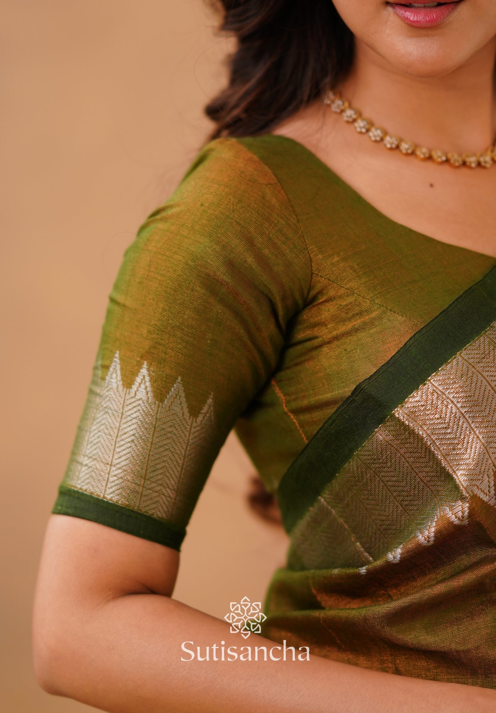 Sutisancha Anique Bronze Handloom Cotton Designer Tissue Saree