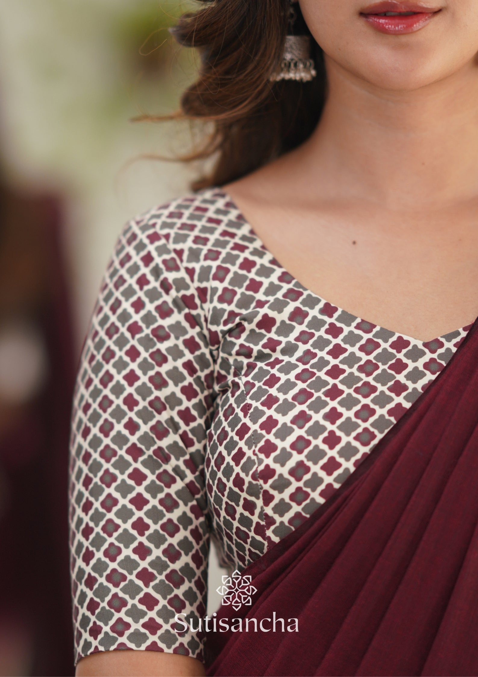 Sutisancha Maroon Handloom Cotton Saree Saree With Designer Blouse