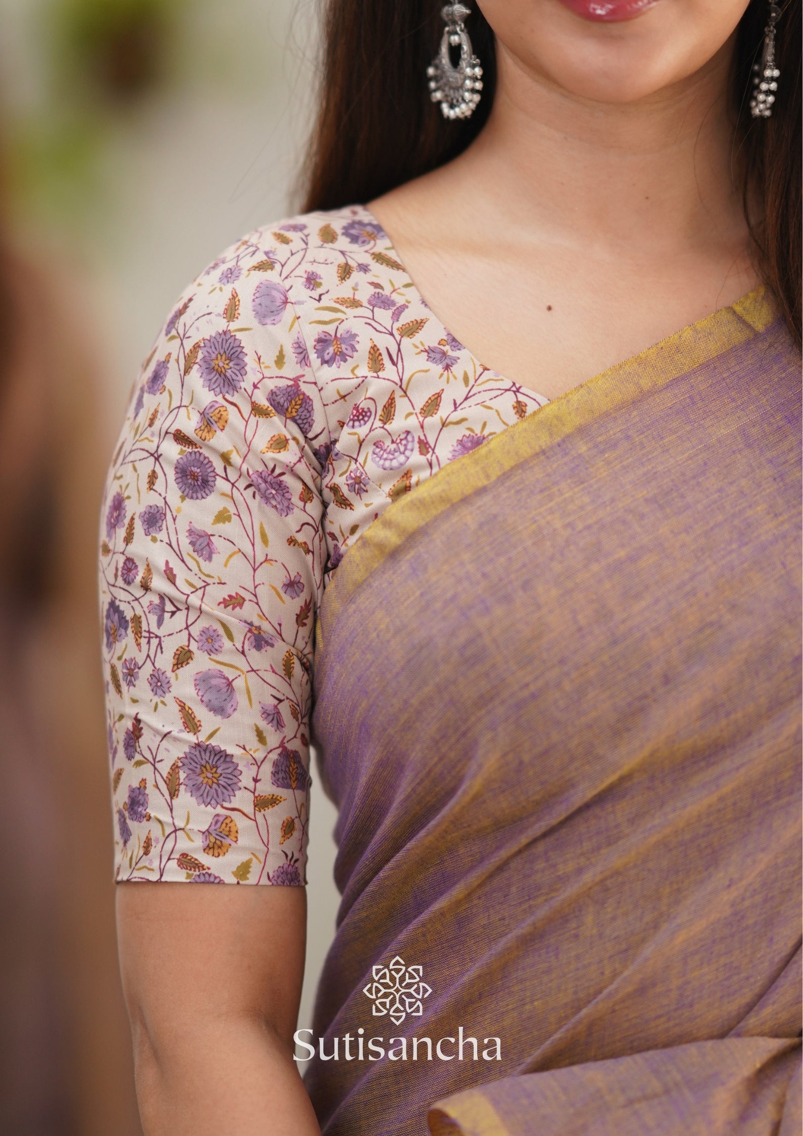 Sutisancha onion colour saree with designer Blouse