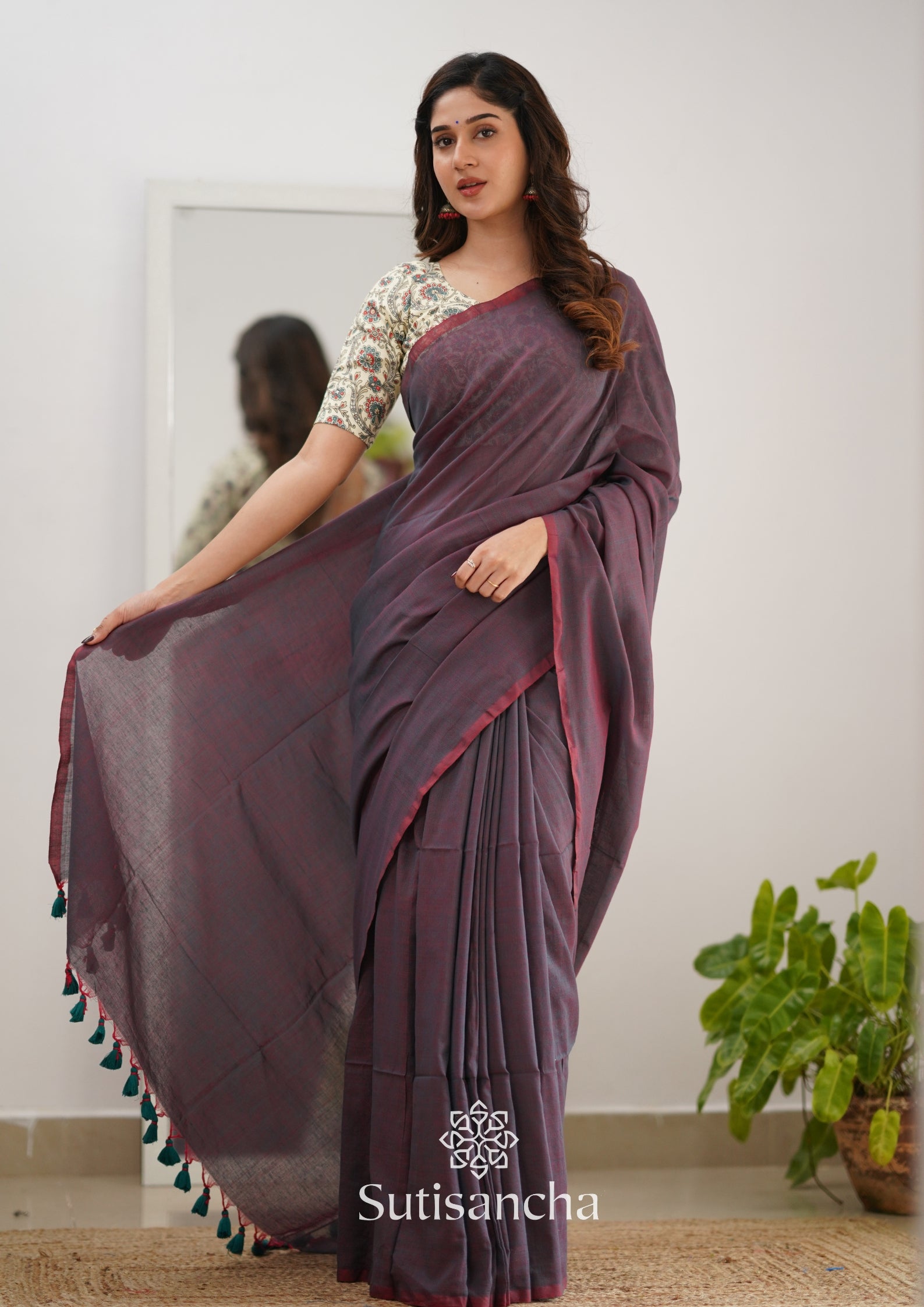 Sutisancha Dual Tone Rama With Cotton Blouse