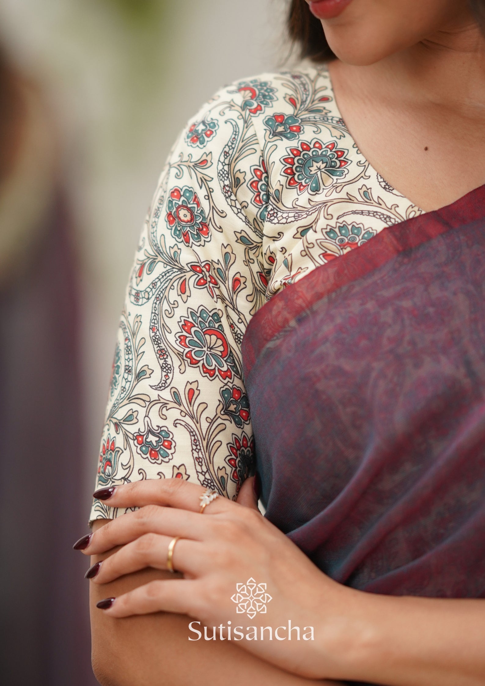 Sutisancha Dual Tone Rama With Cotton Blouse