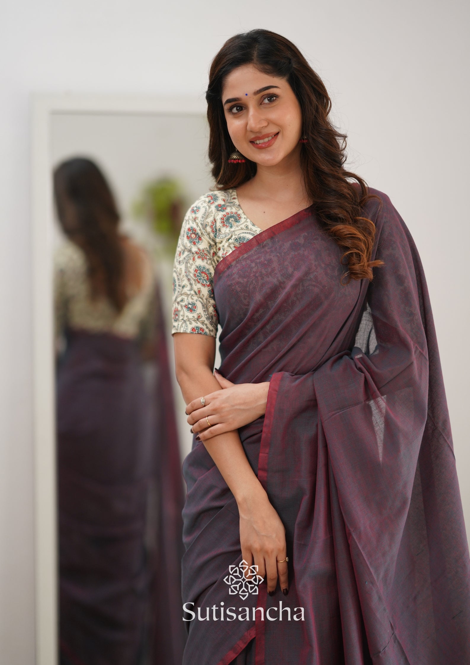 Sutisancha Dual Tone Rama With Cotton Blouse