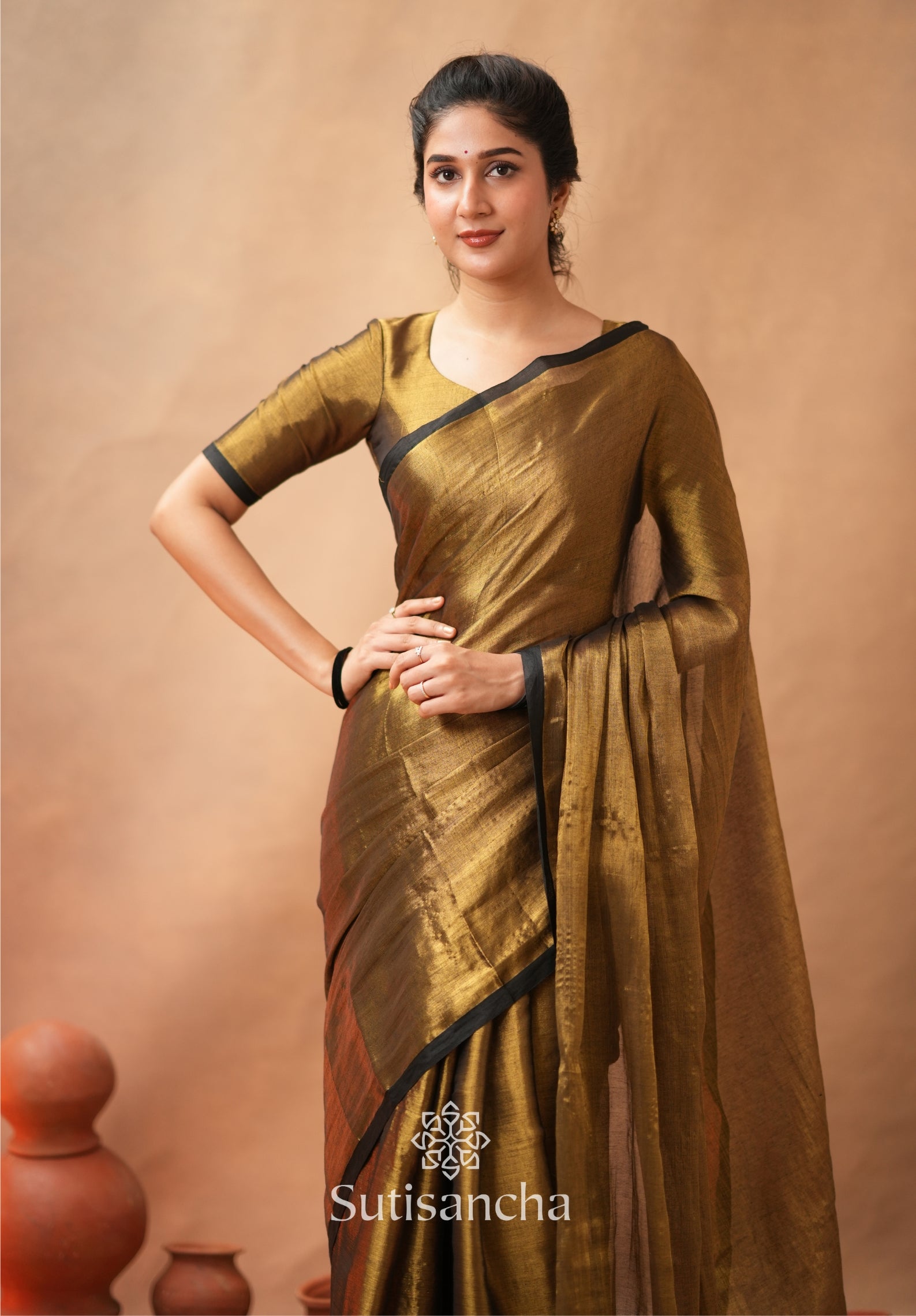 Woven Poetry Artisanal Handloom Tissue Cotton Saree