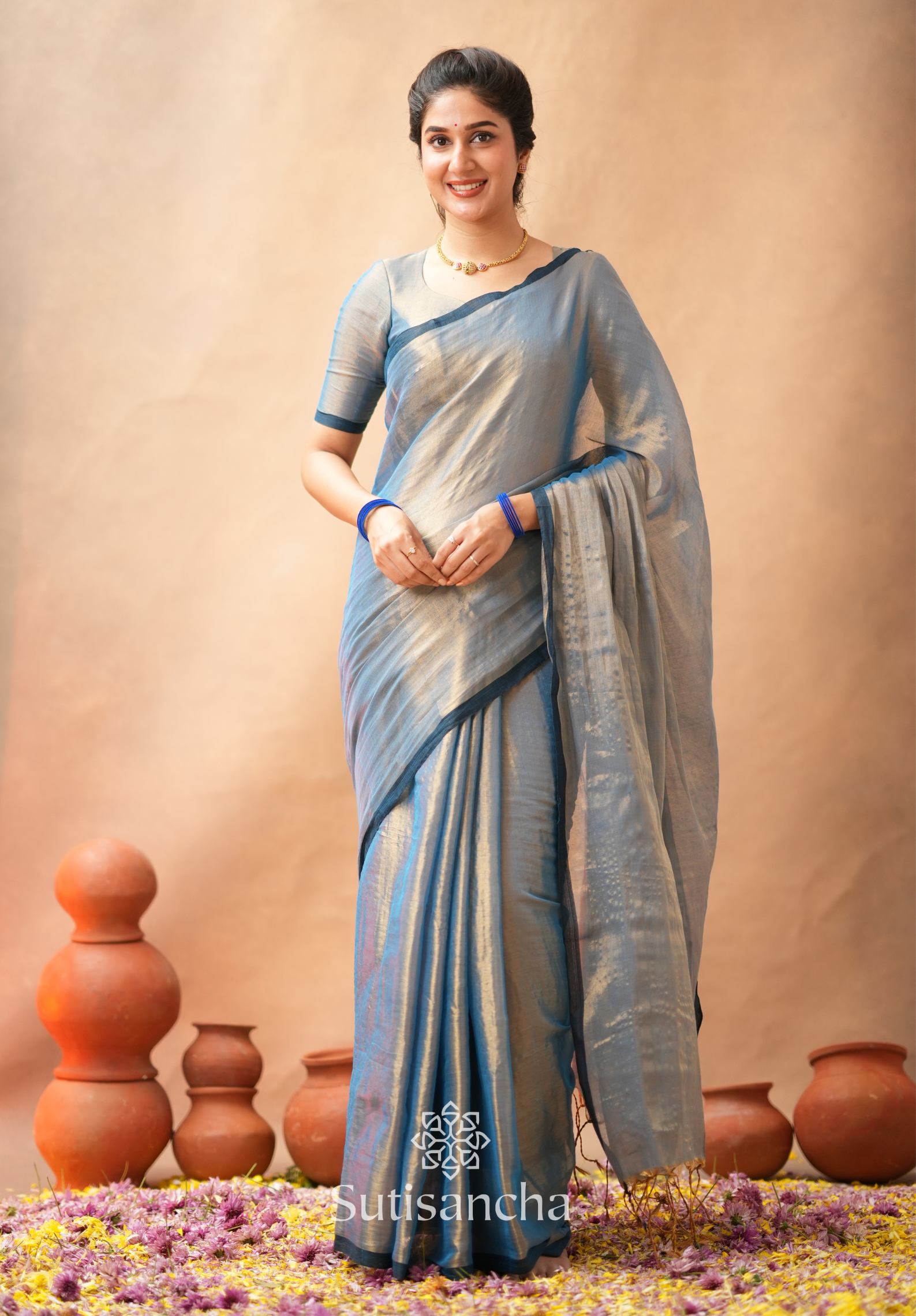 Woven Poetry Artisanal Handloom Tissue Cotton Saree